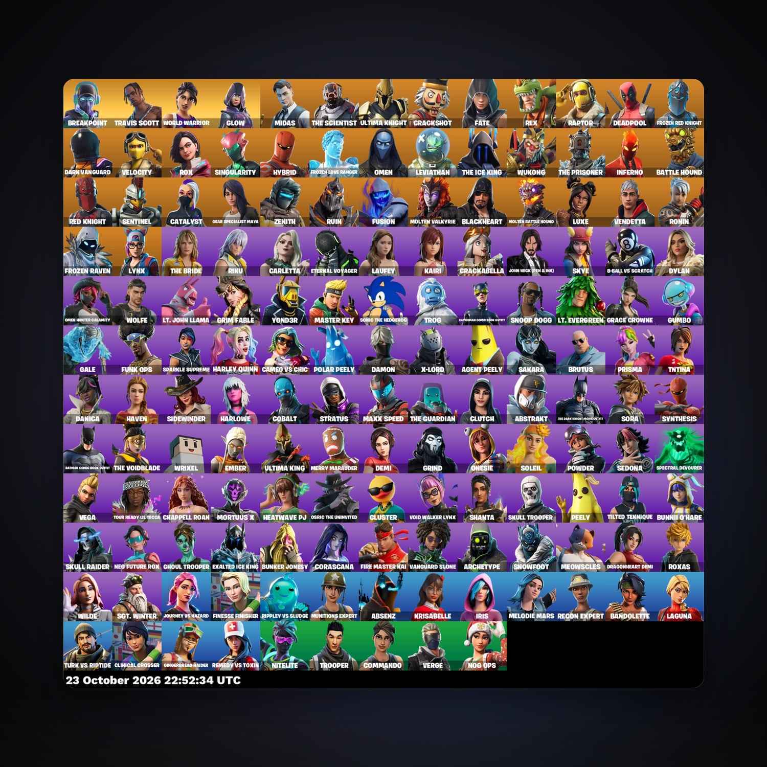 حساب فورتنايت Midas وDeadpool، اللوكر مليان 152 سكن، 2.8K فيبوكس، لفل 928، 113 فوز — HabibiAccounts