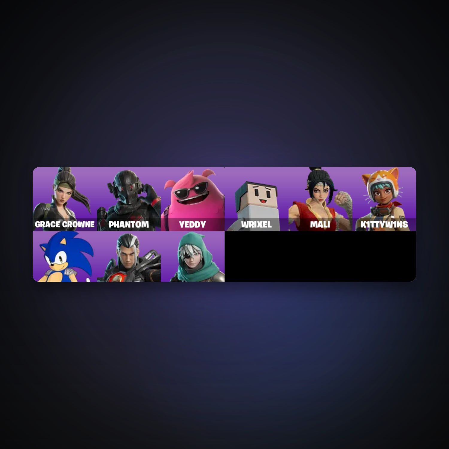 Fortnite account with Sonic the Hedgehog & Grace Crowne — 9 skins — 100 V-Bucks — lvl 276 — HabibiAccounts
