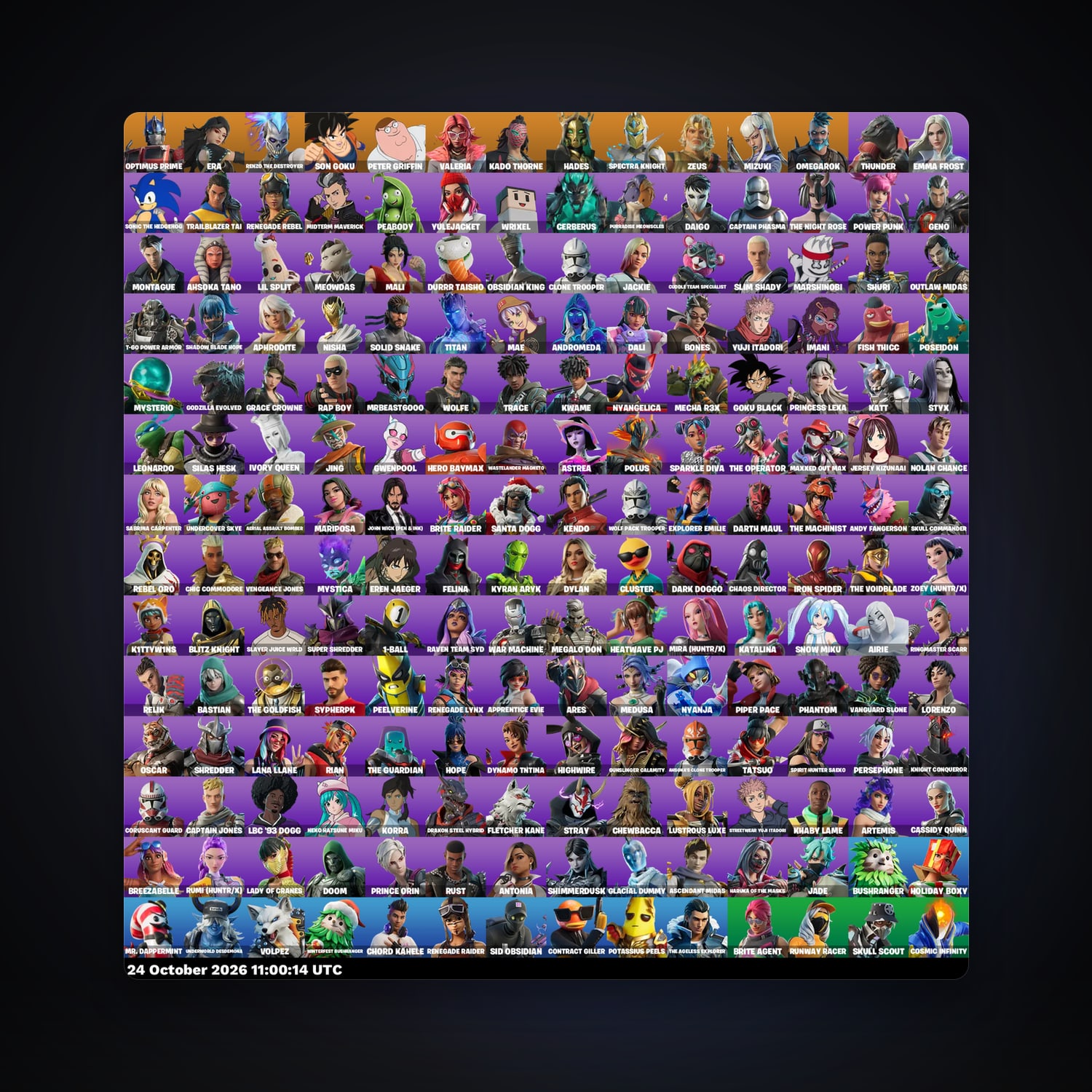 Fortnite account with Optimus Prime & Era — 196 skins — 500 V-Bucks — lvl 2618 — HabibiAccounts