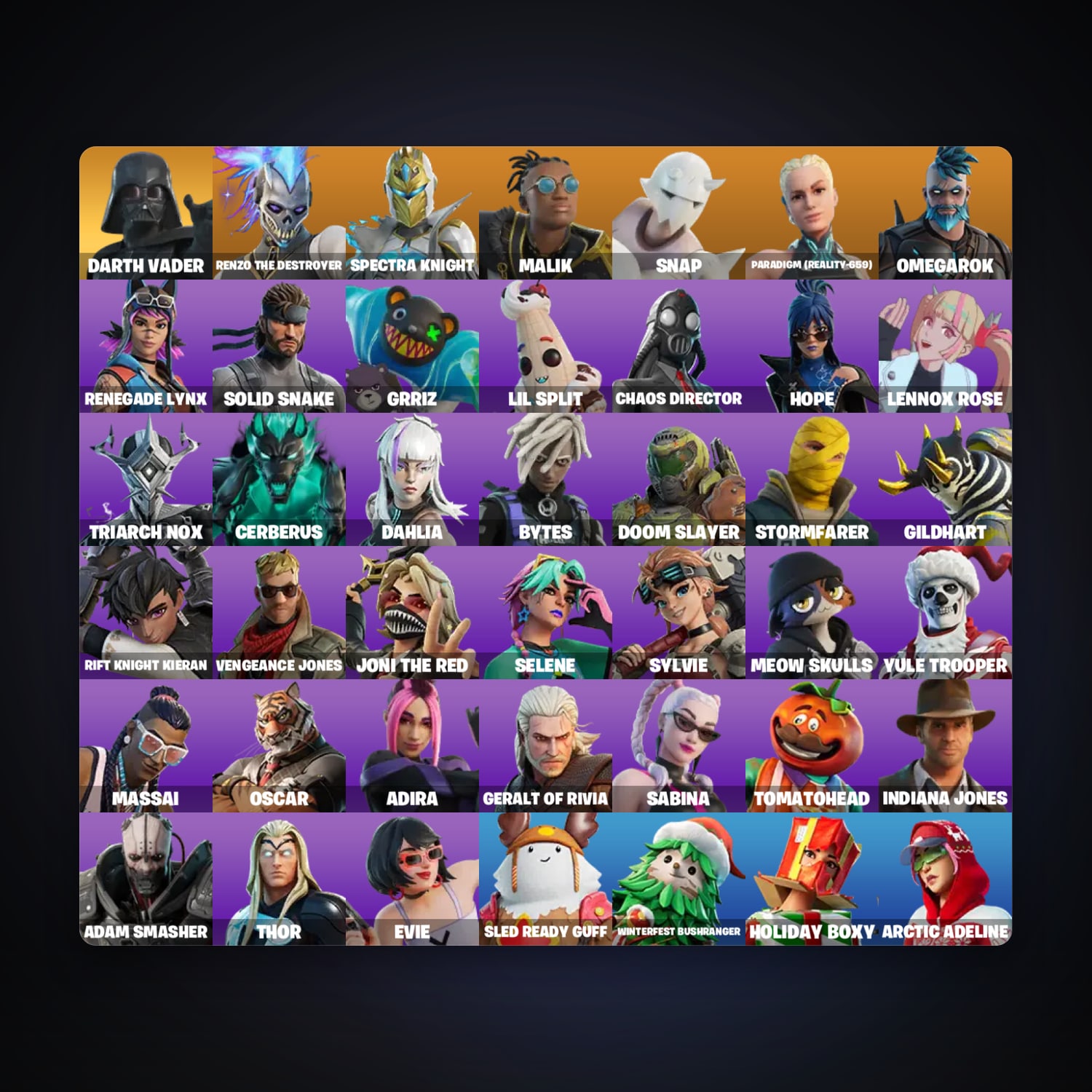 Fortnite account with Renzo the Destroyer & Spectra Knight — 44 skins — 50 V-Bucks — lvl 354 — HabibiAccounts