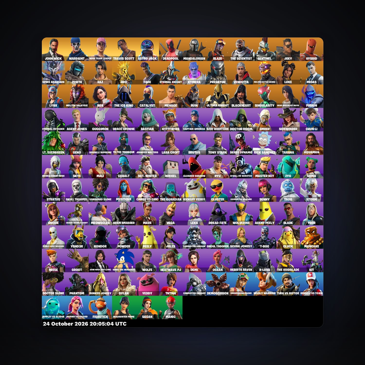 Fortnite account with Deadpool & The Scientist — 138 skins — 600 V-Bucks — lvl 1791 — HabibiAccounts