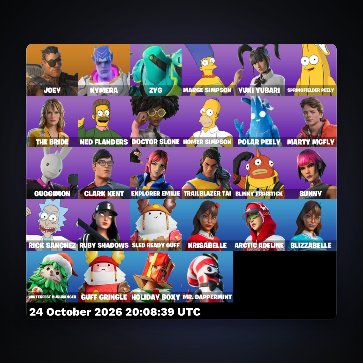 حساب فورتنايت Joey وKymera، لوكر 28 سكن، 200 فيبوكس، لفل 646، 24 فوز — HabibiAccounts