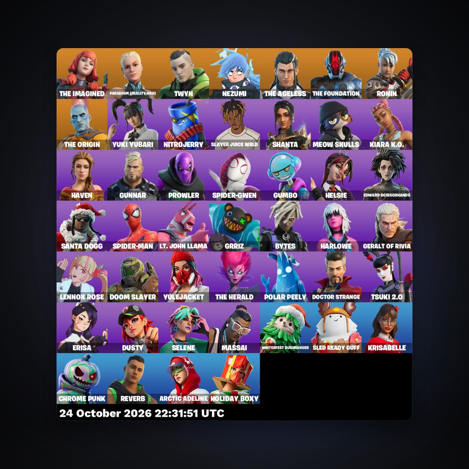 Fortnite account with The Imagined & Paradigm (Reality-659) — 46 skins — 250 V-Bucks — lvl 802 — HabibiAccounts