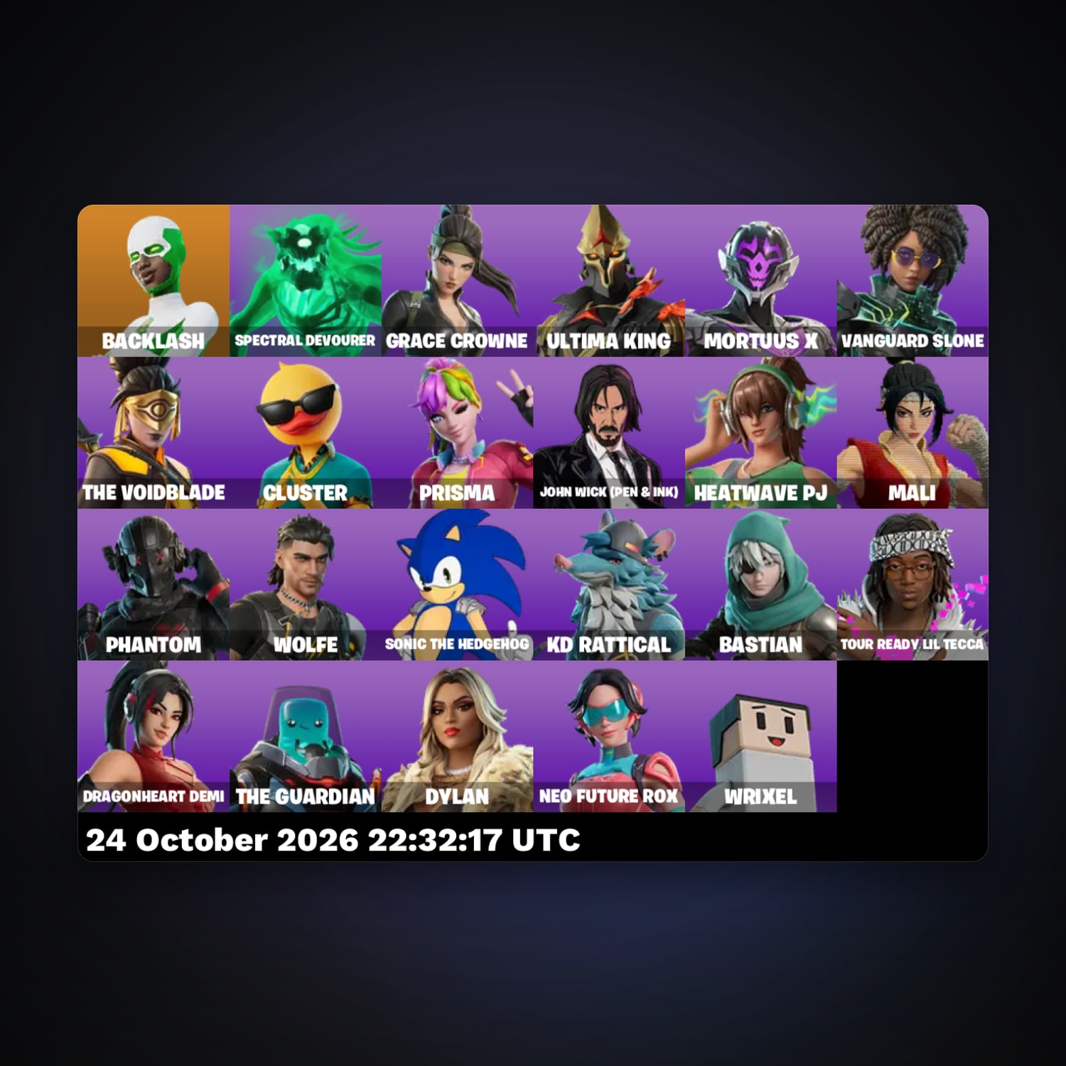 Fortnite account with Backlash & Spectral Devourer — 23 skins — 50 V-Bucks — lvl 436 — HabibiAccounts