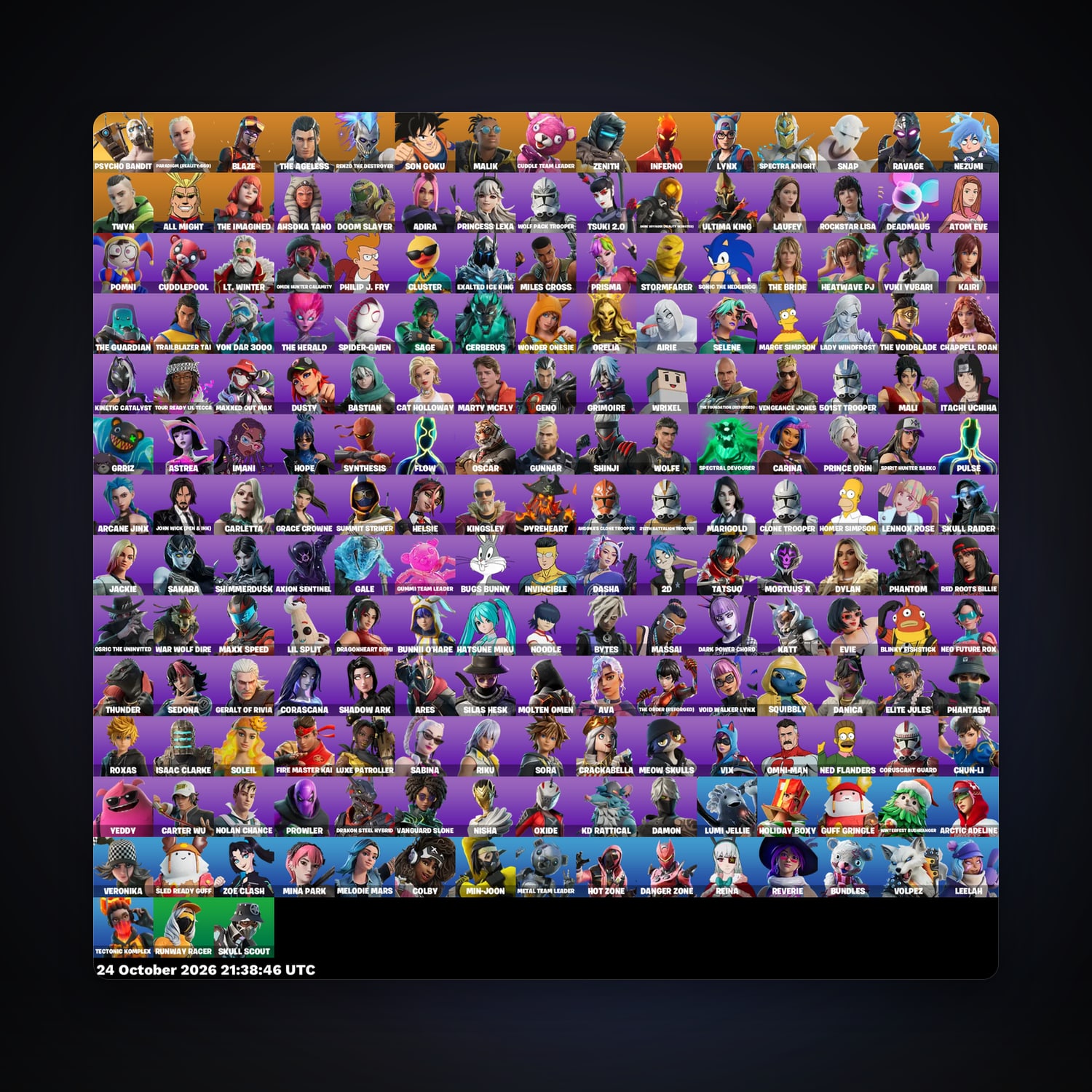 Fortnite account with Paradigm (Reality-659) & The Ageless — 198 skins — 1.7K V-Bucks — lvl 1247 — HabibiAccounts