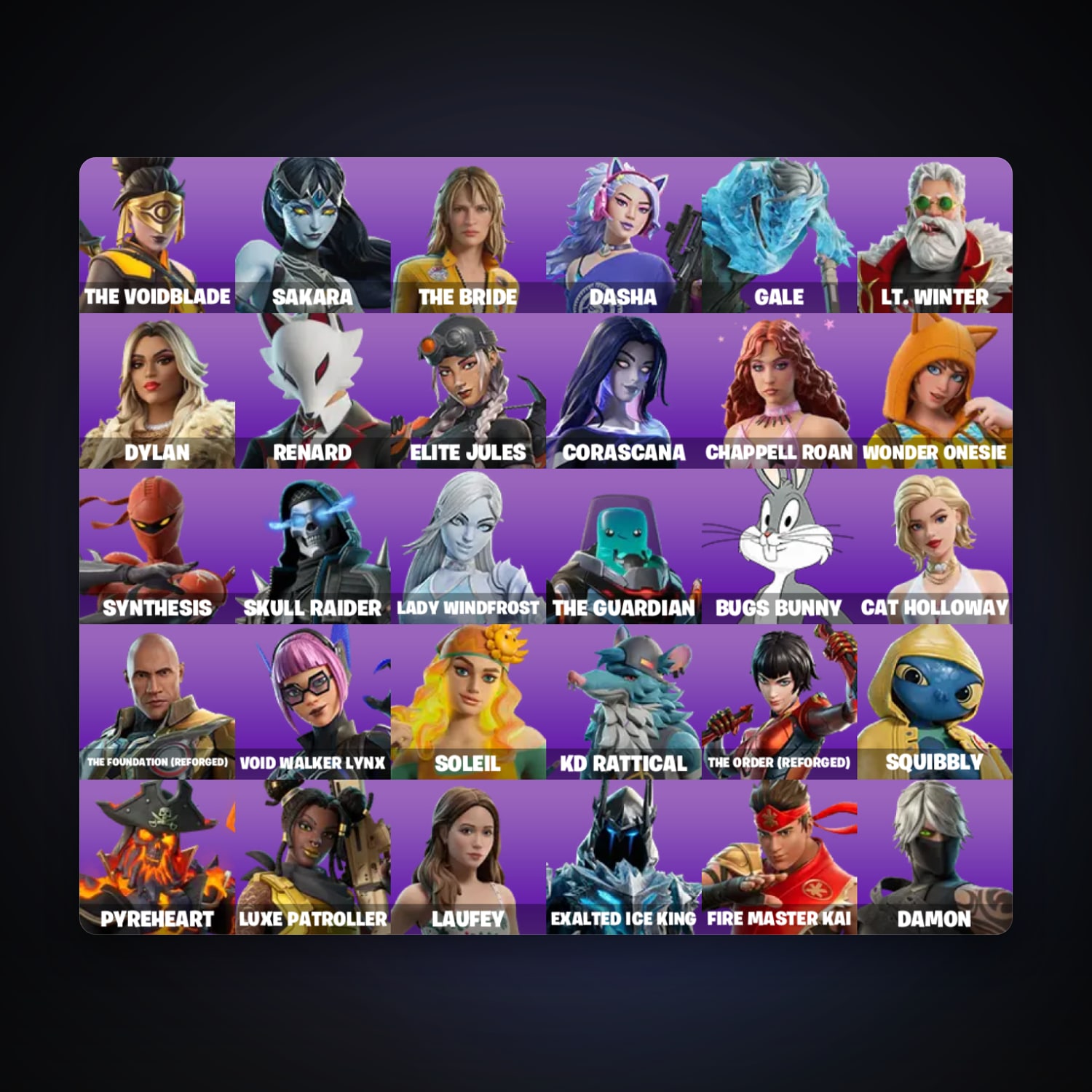 Fortnite account with The Voidblade & Sakara — 32 skins — 50 V-Bucks — lvl 189 — HabibiAccounts