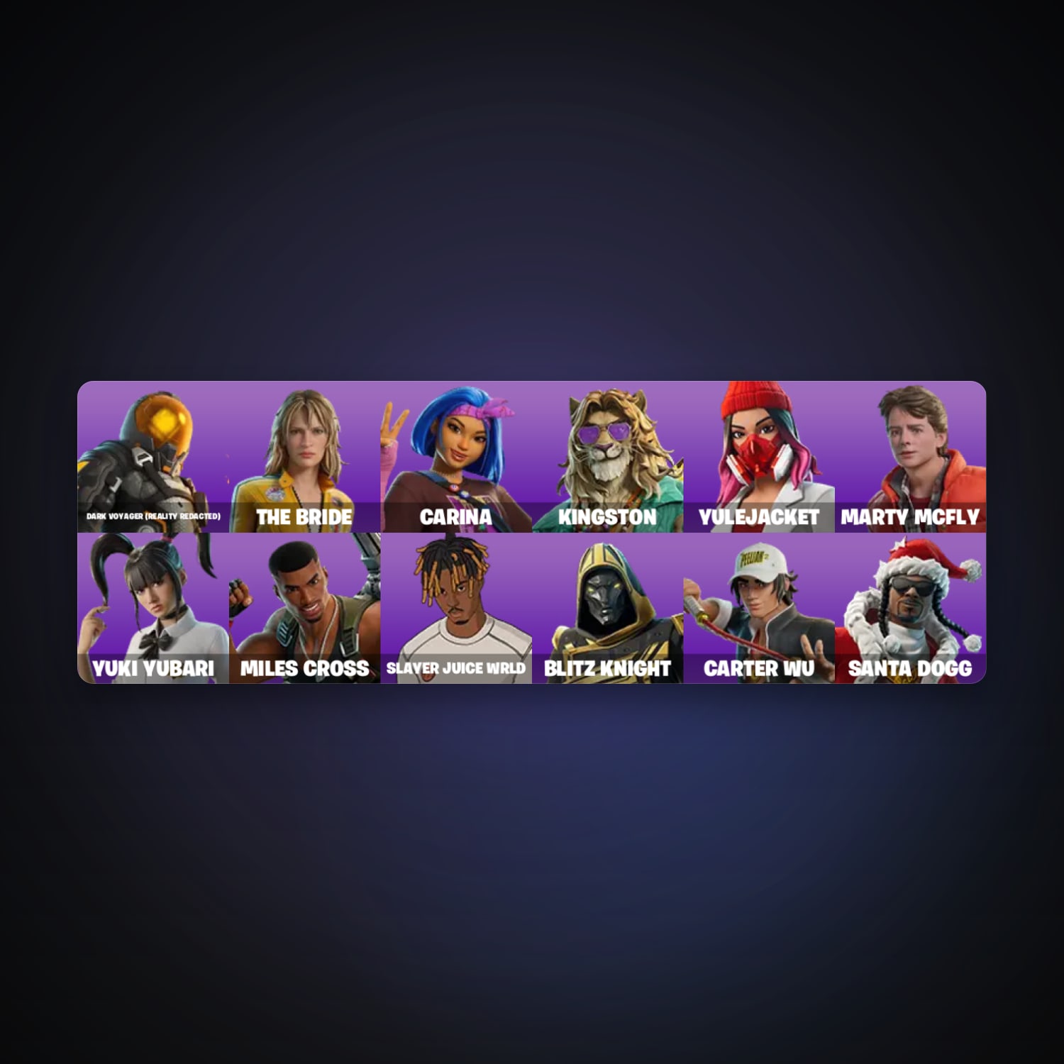 Fortnite account with Slayer Juice WRLD & Santa Dogg — 13 skins — 300 V-Bucks — lvl 744 — HabibiAccounts