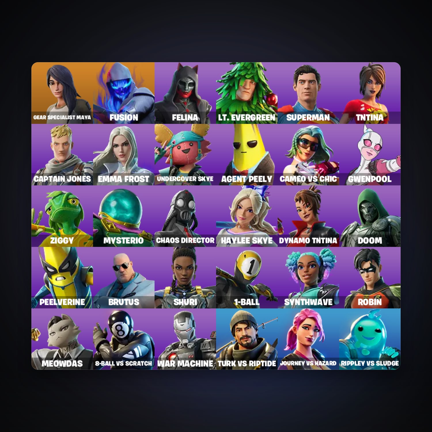 Fortnite account with Gear Specialist Maya & Fusion — 32 skins — 800 V-Bucks — lvl 682 — HabibiAccounts