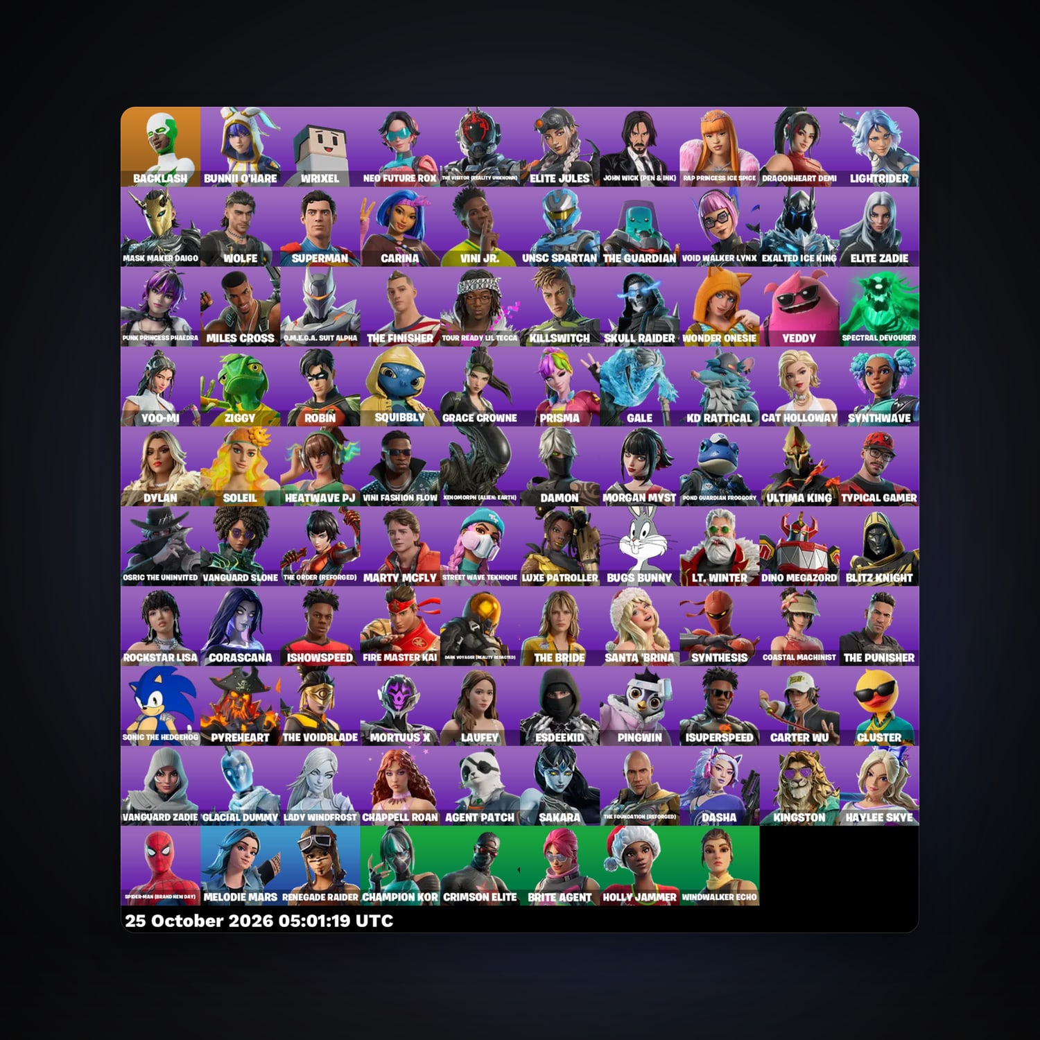 Fortnite account with Backlash & Bunnii O'Hare — 98 skins — 400 V-Bucks — lvl 868 — HabibiAccounts