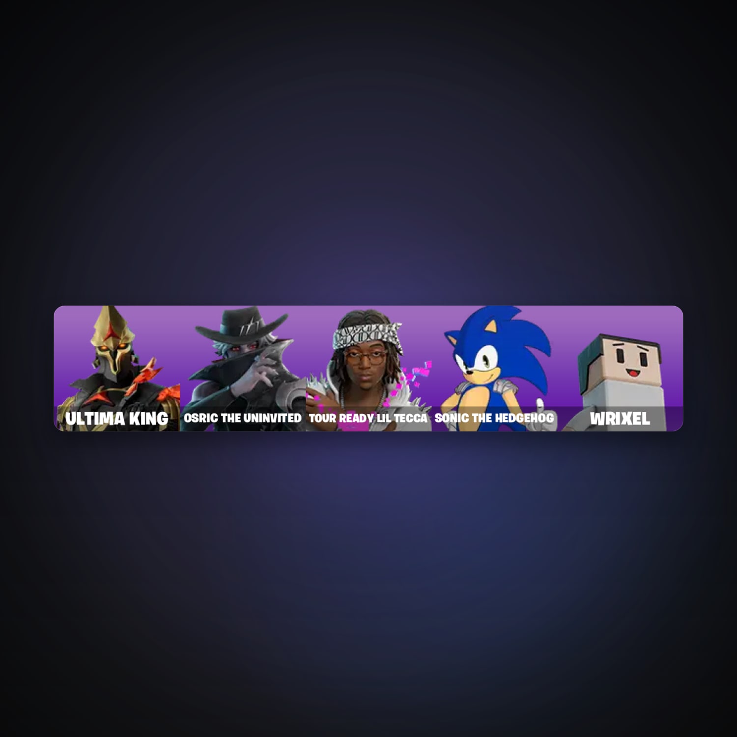 حساب فورتنايت Ultima King وOsric the Uninvited، لوكر 5 سكن، 500 فيبوكس، لفل 45، 3 فوز — HabibiAccounts