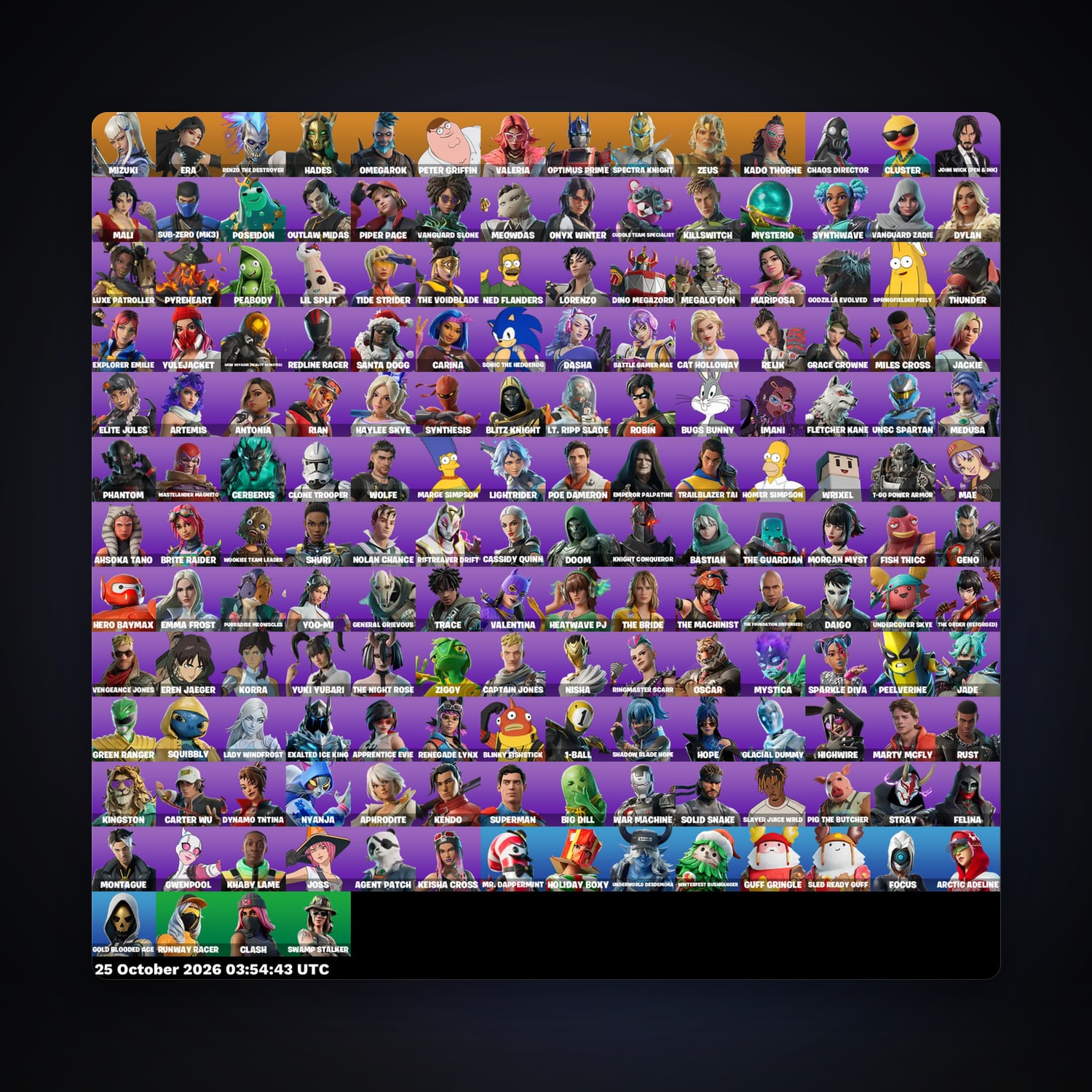 Fortnite account with Mizuki & Era — 172 skins — 850 V-Bucks — lvl 2874 — HabibiAccounts