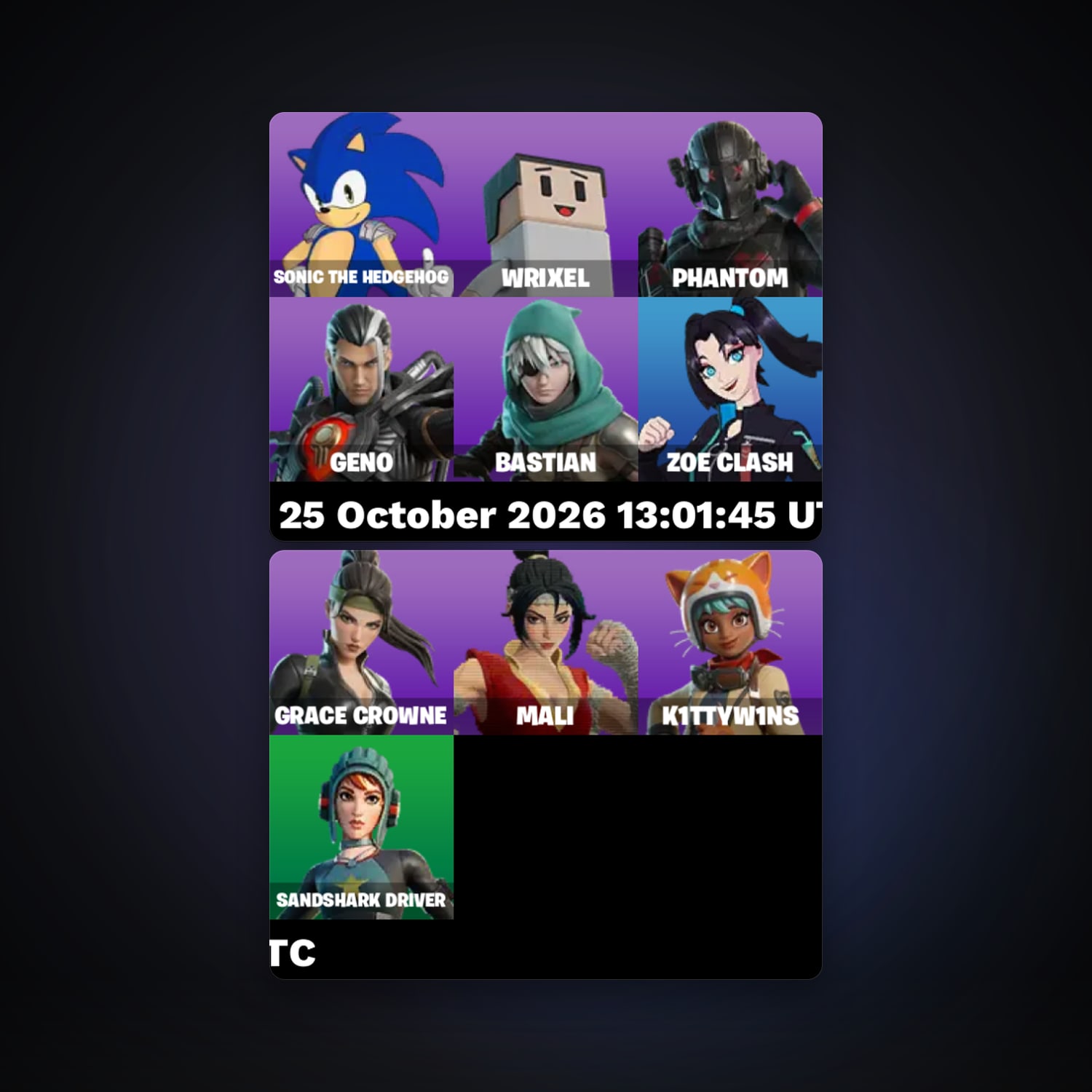 Fortnite account with Sonic the Hedgehog & Wrixel — 10 skins — 200 V-Bucks — lvl 157 — HabibiAccounts