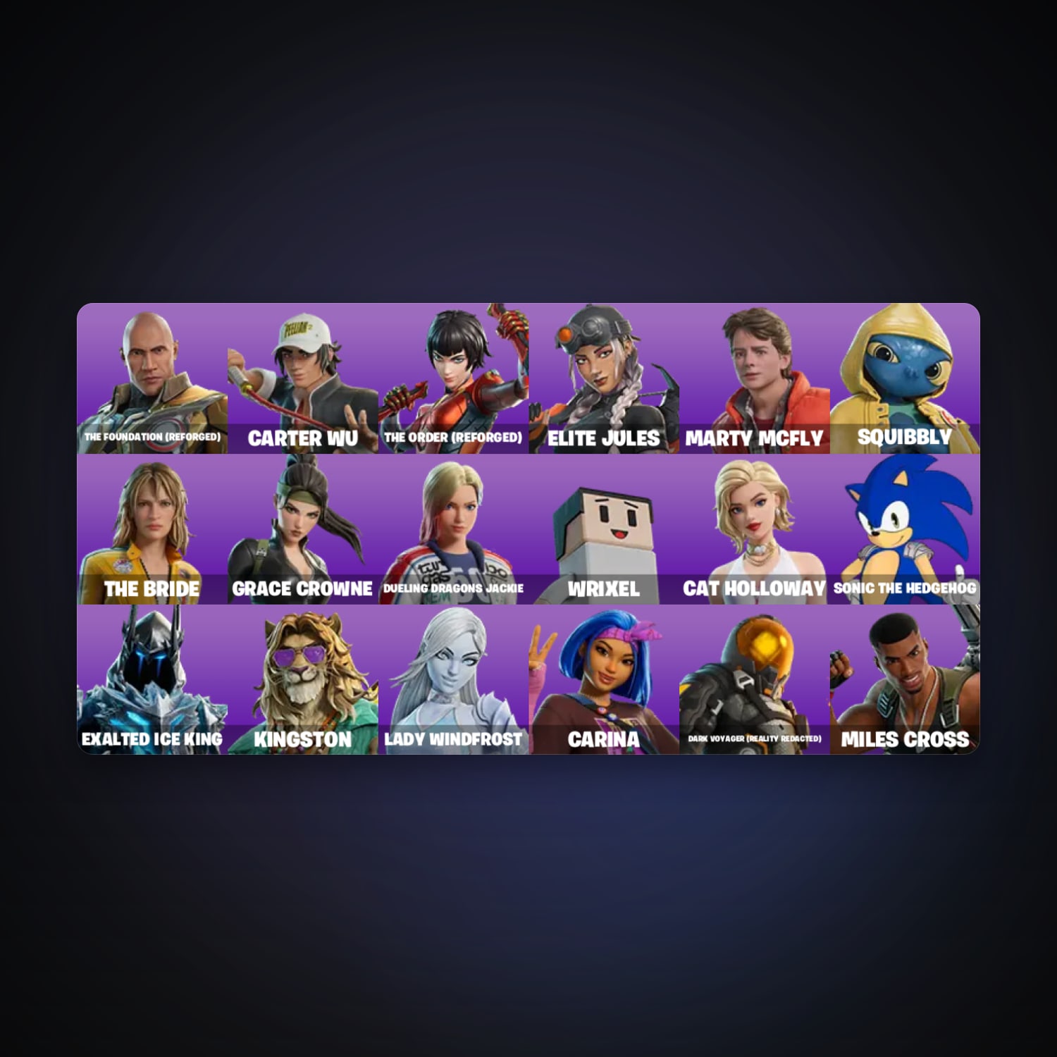 حساب فورتنايت Sonic the Hedgehog وThe Foundation (Reforged)، لوكر 20 سكن، 300 فيبوكس، لفل 748، 59 فوز — HabibiAccounts