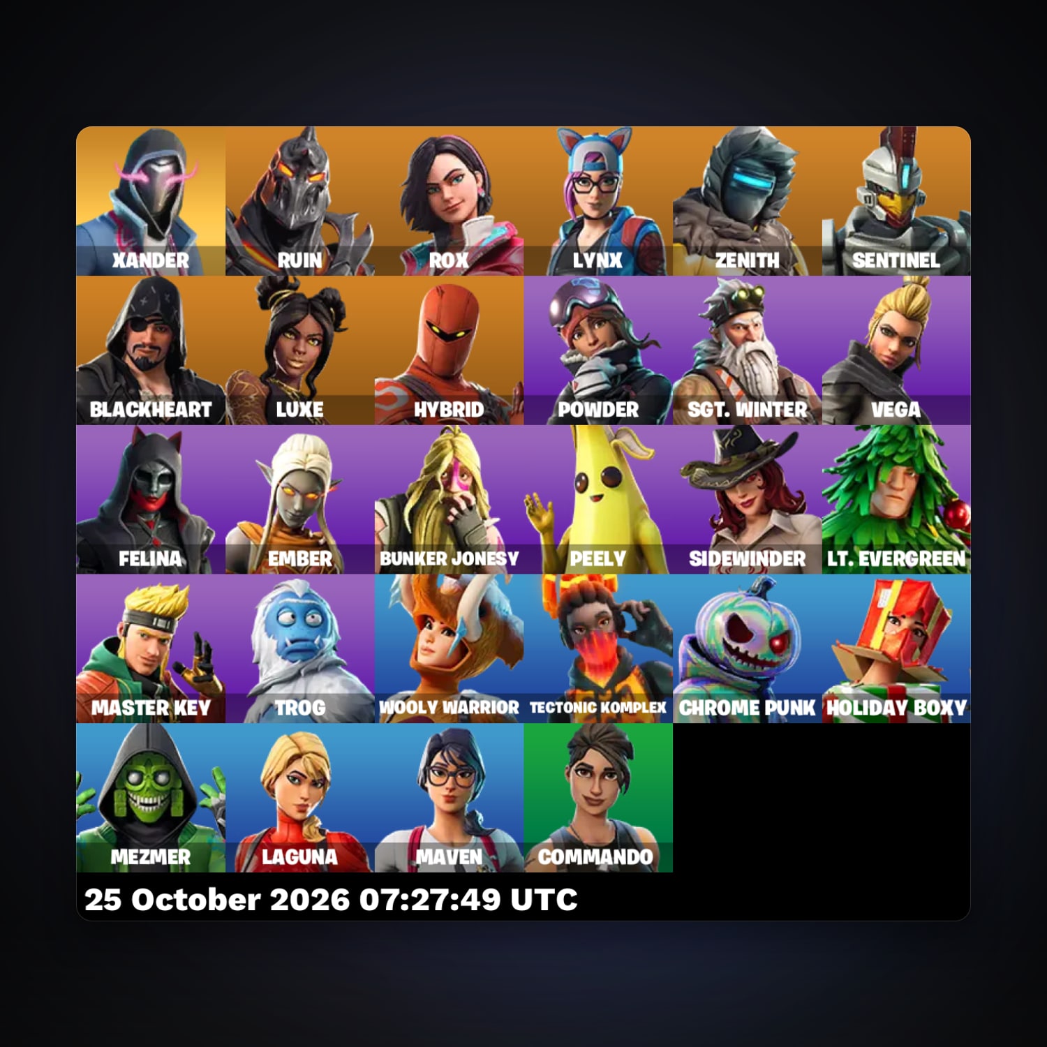 Fortnite account with Ruin & Rox — 28 skins — 800 V-Bucks — lvl 1086 — HabibiAccounts