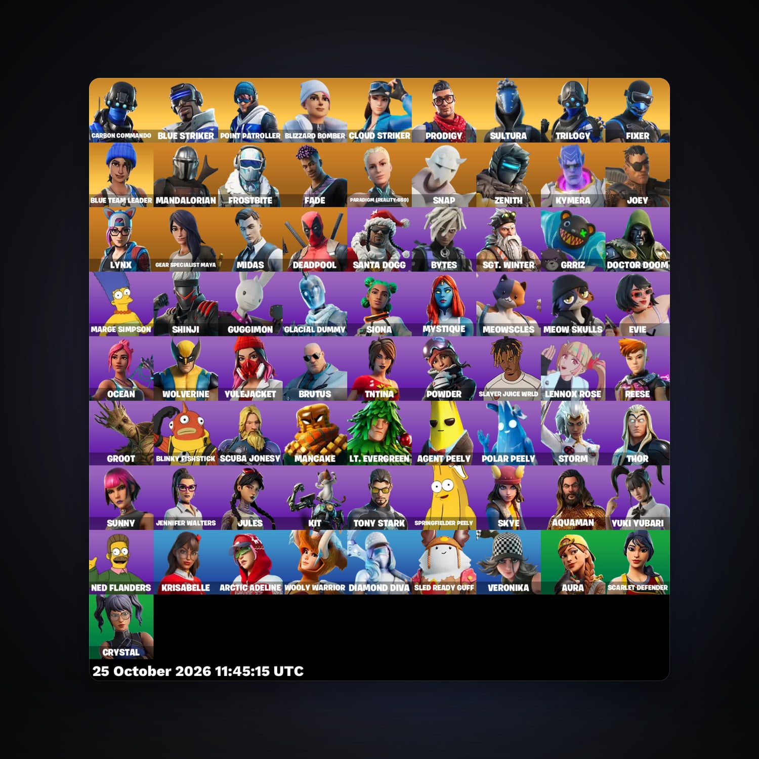 Fortnite account with Midas & Deadpool — 73 skins — 250 V-Bucks — lvl 1541 — HabibiAccounts