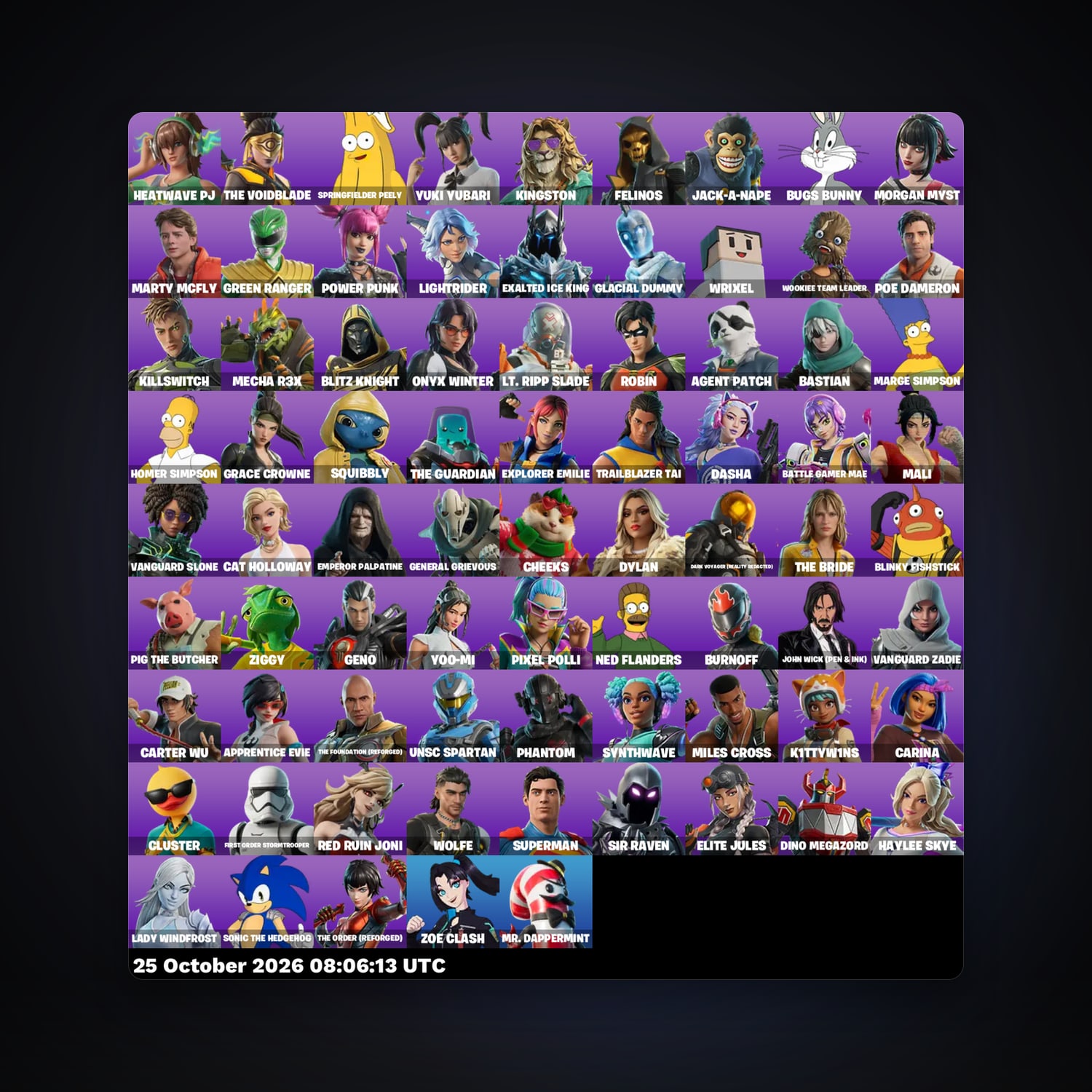 Fortnite account with Heatwave PJ & The Voidblade — 77 skins — 900 V-Bucks — lvl 2206 — HabibiAccounts