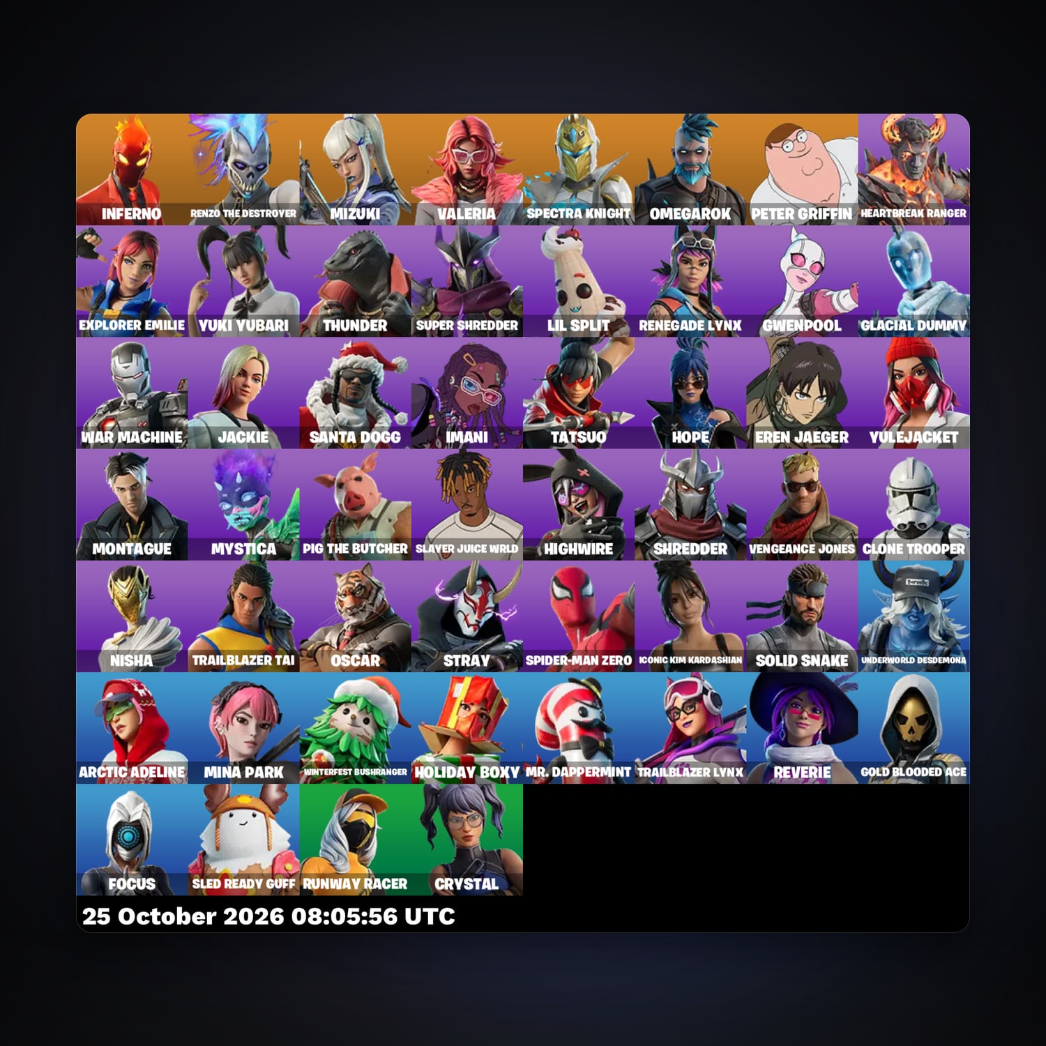 Fortnite account with Inferno & Renzo the Destroyer — 52 skins — 500 V-Bucks — lvl 1538 — HabibiAccounts