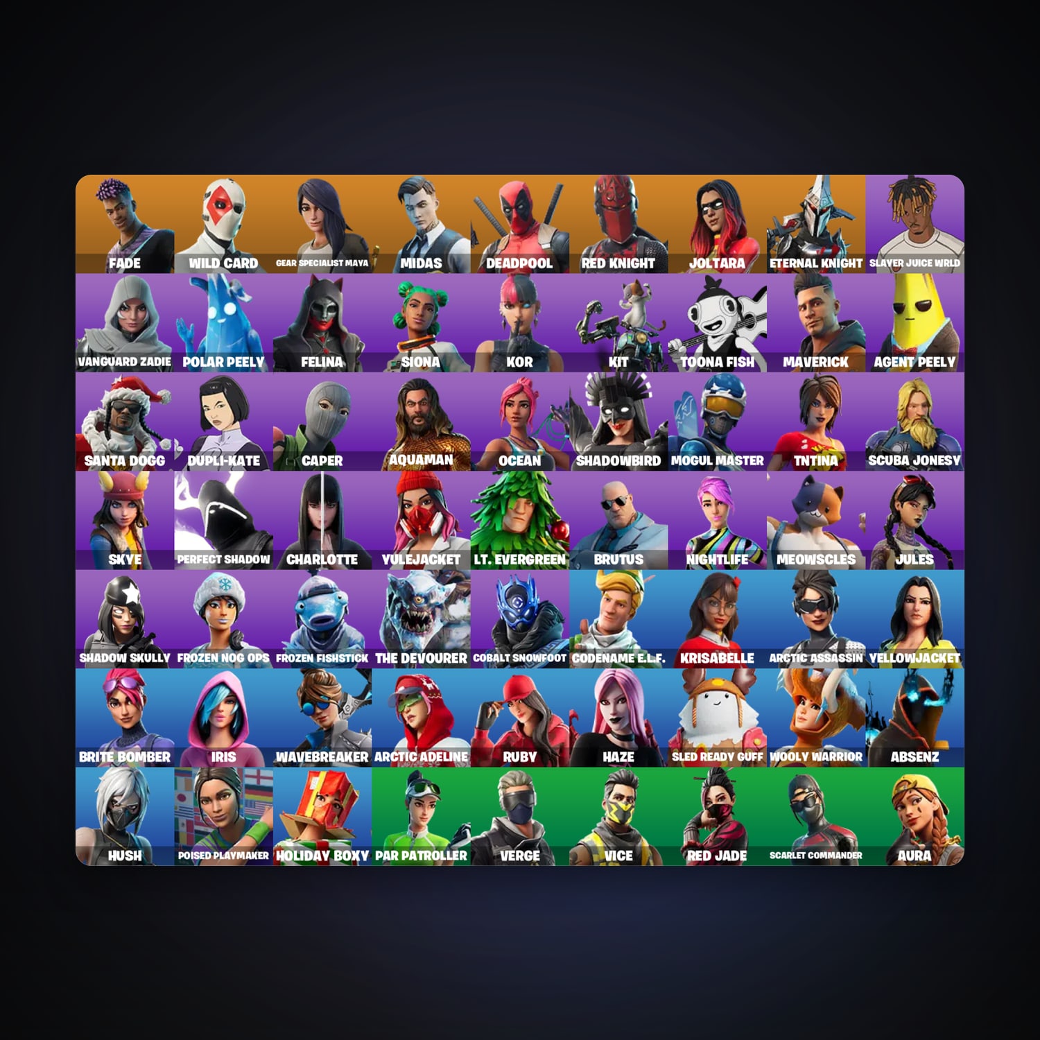 Fortnite account with Midas & Deadpool — 65 skins — 350 V-Bucks — lvl 2191 — HabibiAccounts