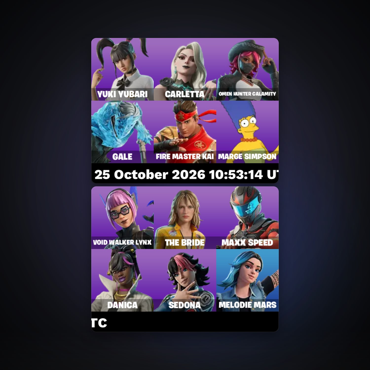 Fortnite account with Yuki Yubari & Carletta — 12 skins — 200 V-Bucks — lvl 67 — HabibiAccounts