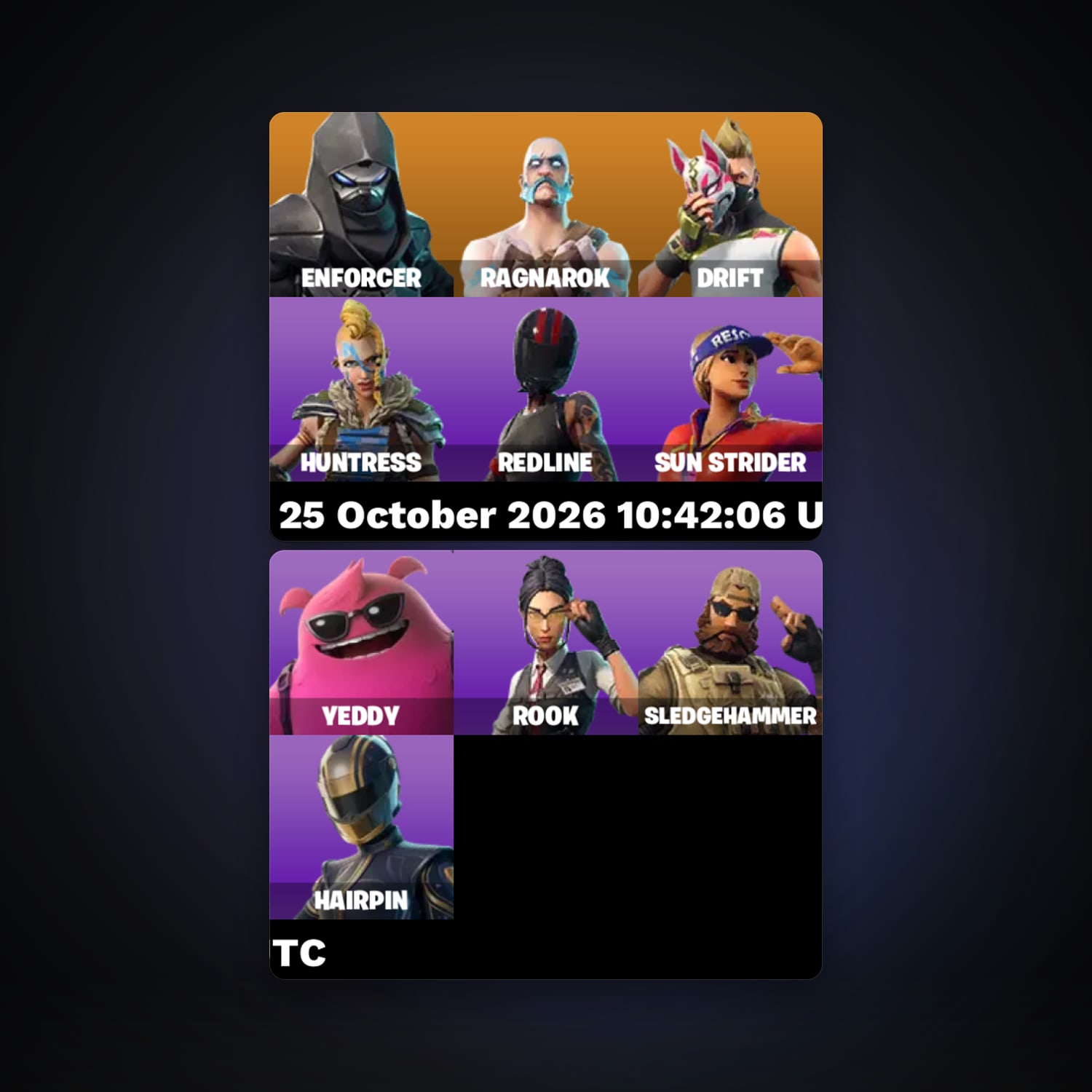 Fortnite account with Drift & Enforcer — 10 skins — lvl 300 — HabibiAccounts