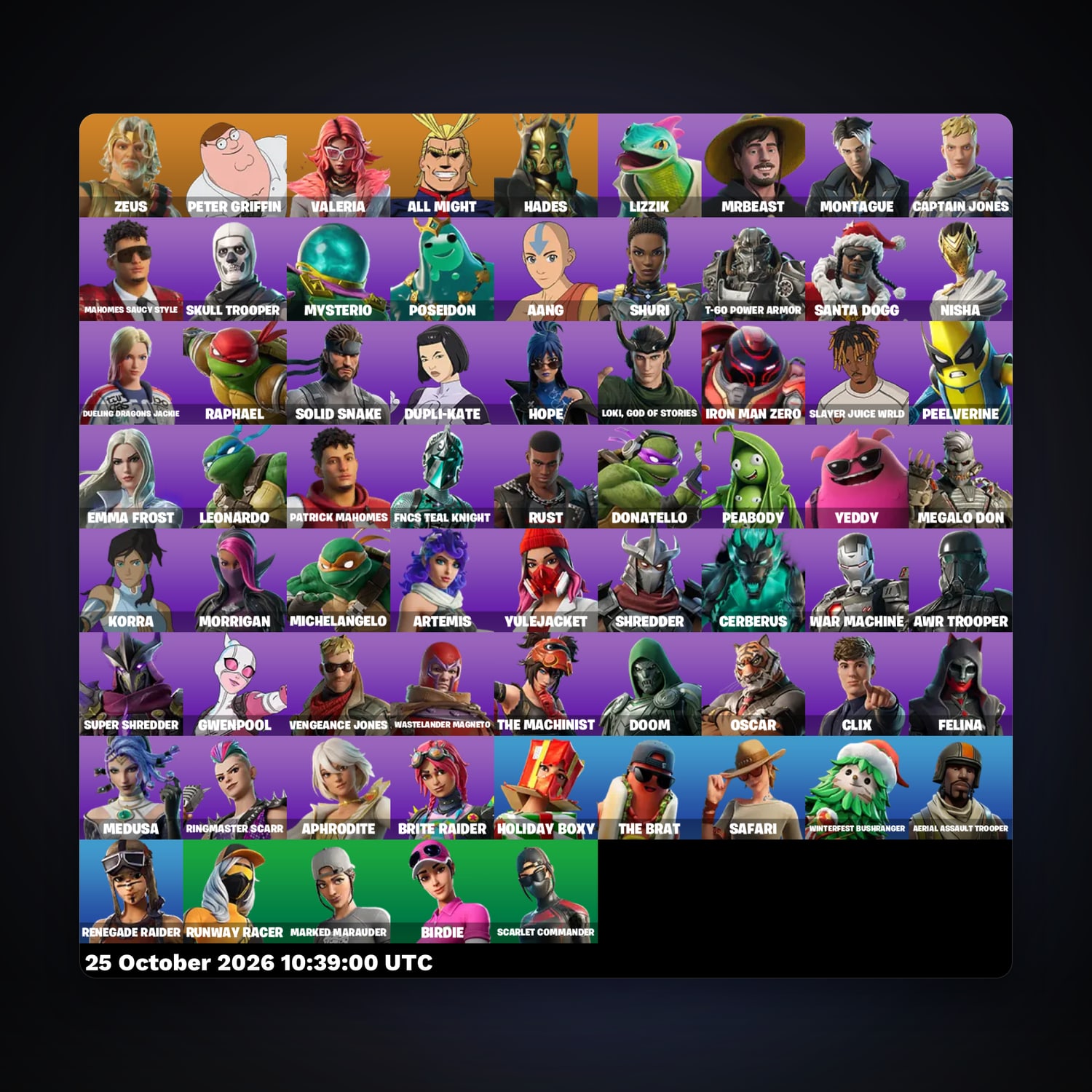 Fortnite account with Skull Trooper & Zeus — 68 skins — 100 V-Bucks — lvl 1480 — HabibiAccounts