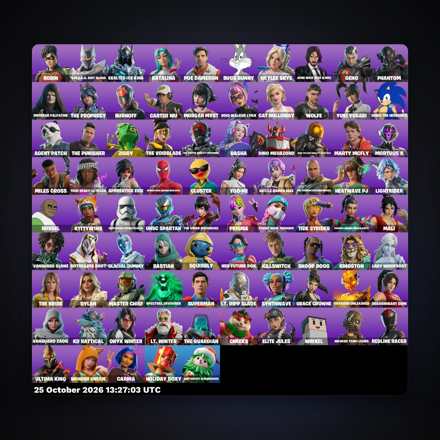 Fortnite account with Robin & Poe Dameron — 85 skins — 1.1K V-Bucks — lvl 916 — HabibiAccounts