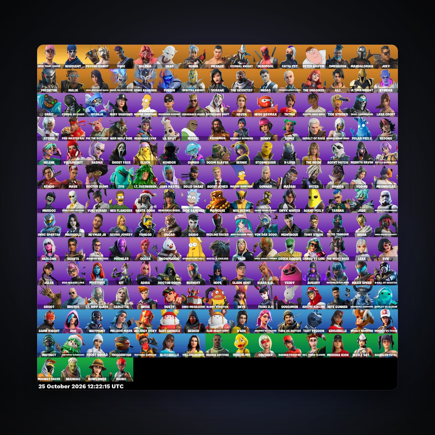Fortnite account with Deadpool & Fade — 199 skins — 650 V-Bucks — lvl 2031 — HabibiAccounts
