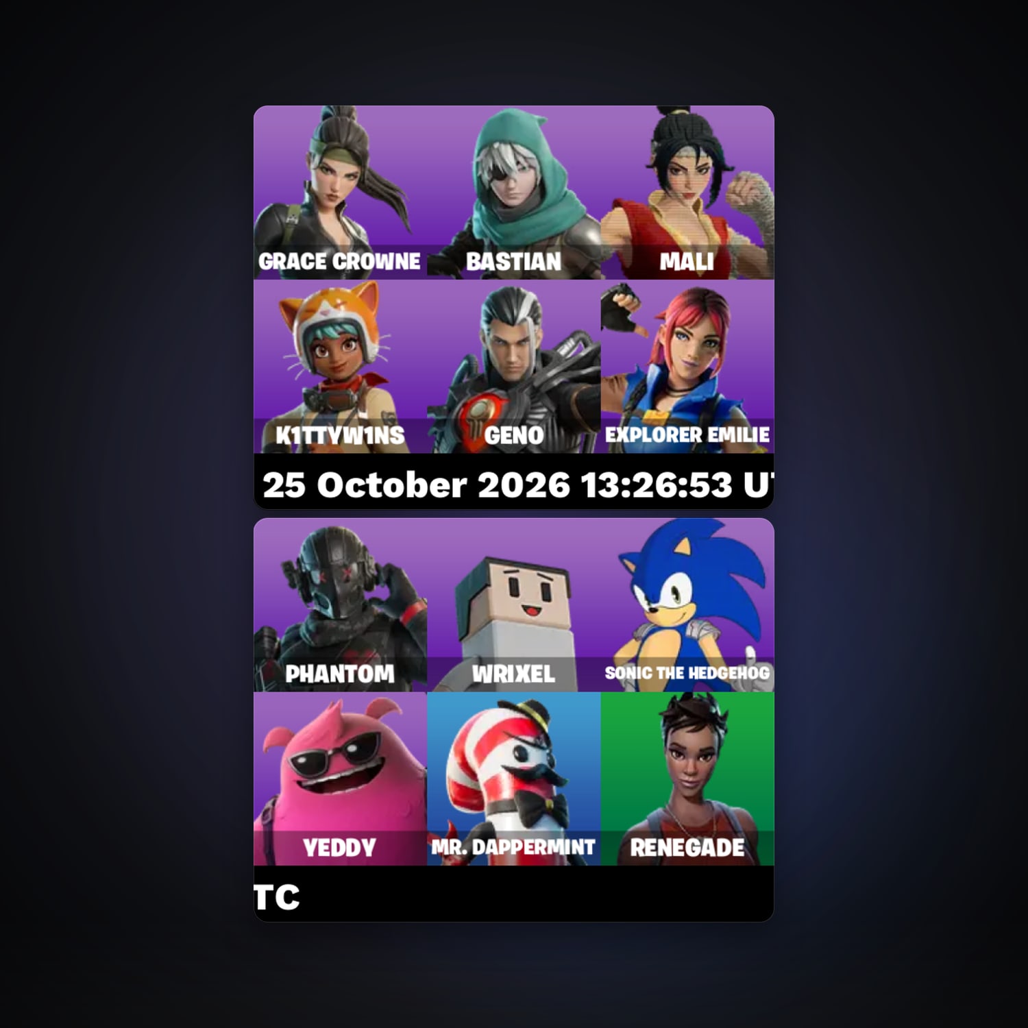 Fortnite account with Sonic the Hedgehog & Grace Crowne — 12 skins — lvl 149 — HabibiAccounts