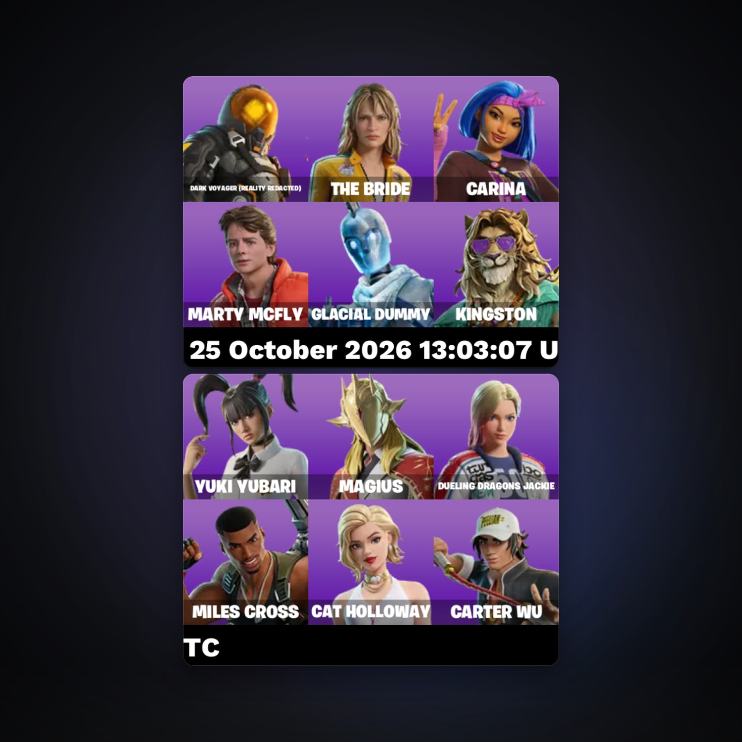 Fortnite account with Dark Voyager (Reality Redacted) & The Bride — 12 skins — 200 V-Bucks — lvl 695 — HabibiAccounts