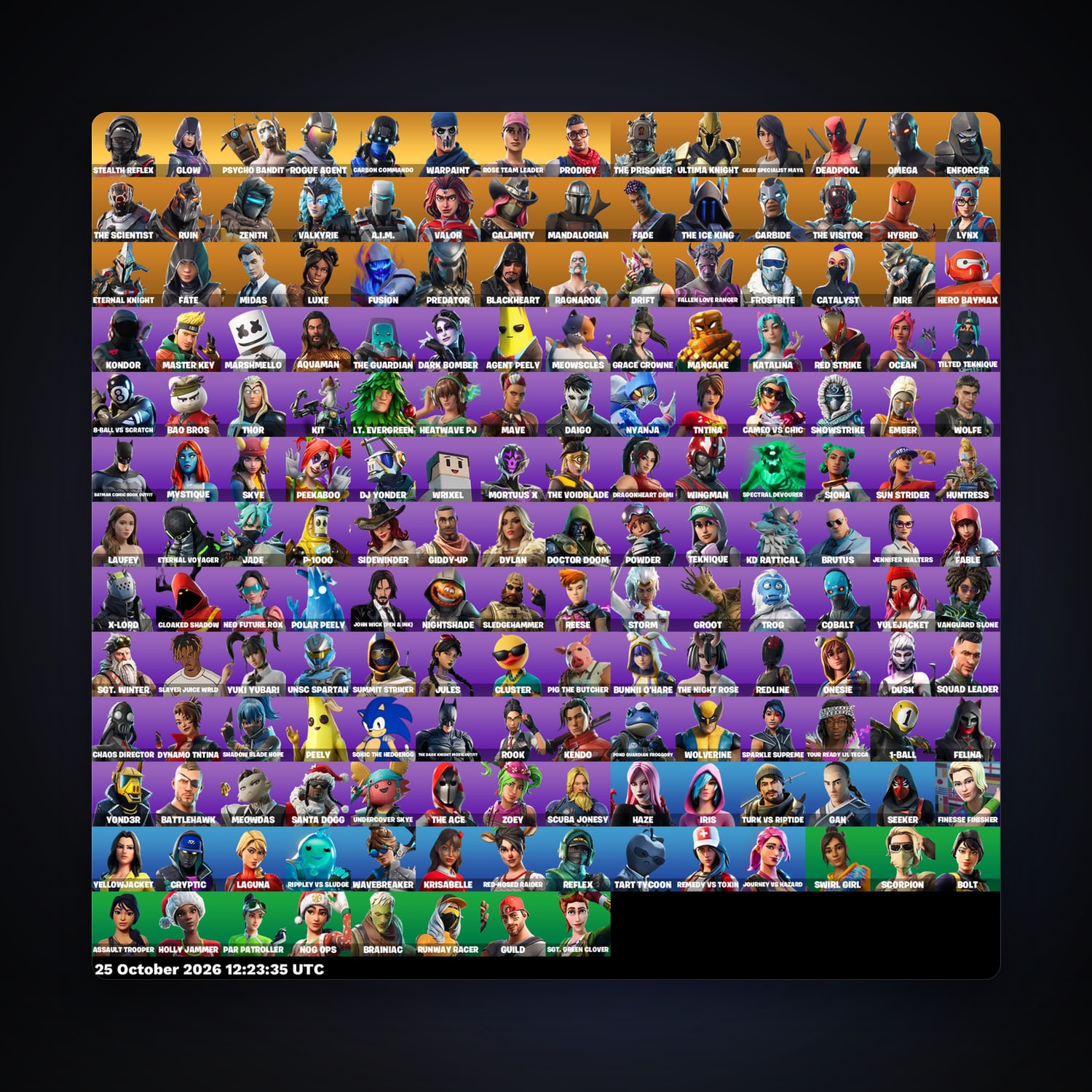 حساب فورتنايت Omega وDeadpool، اللوكر مليان 176 سكن، 400 فيبوكس، لفل 2673، 218 فوز — HabibiAccounts