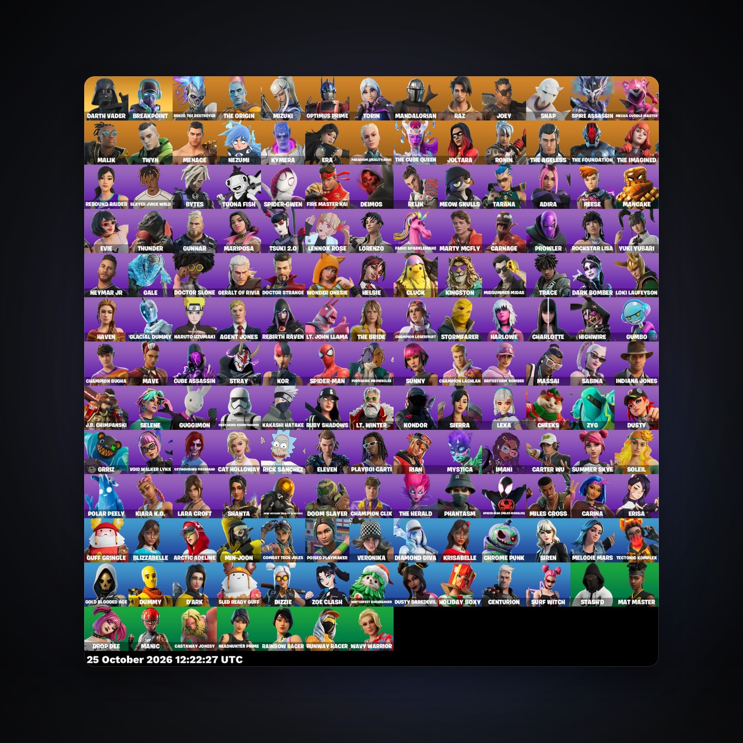 Fortnite account with Renzo the Destroyer & The Origin — 163 skins — 300 V-Bucks — lvl 2482 — HabibiAccounts