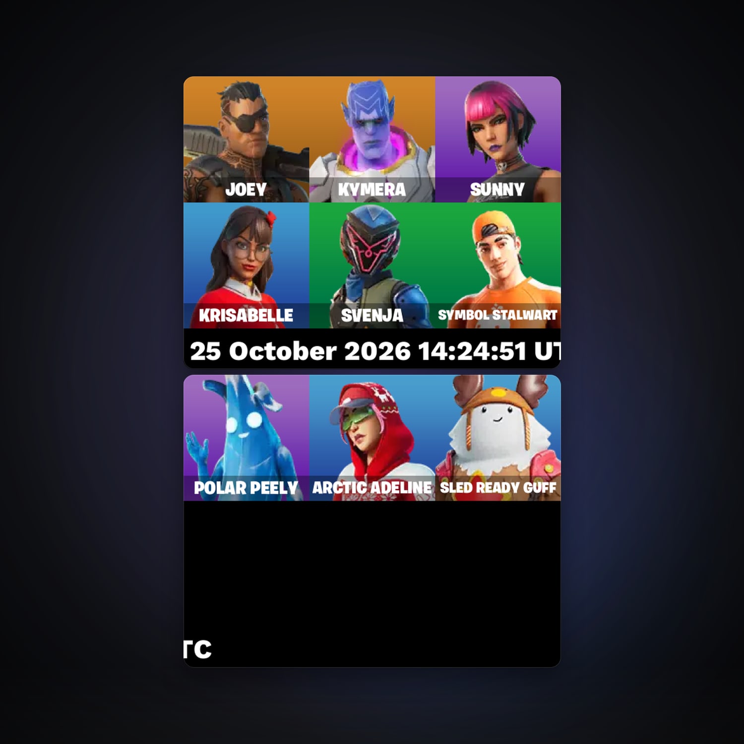 حساب فورتنايت Joey وKymera، لوكر 9 سكن، لفل 209، 16 فوز — HabibiAccounts