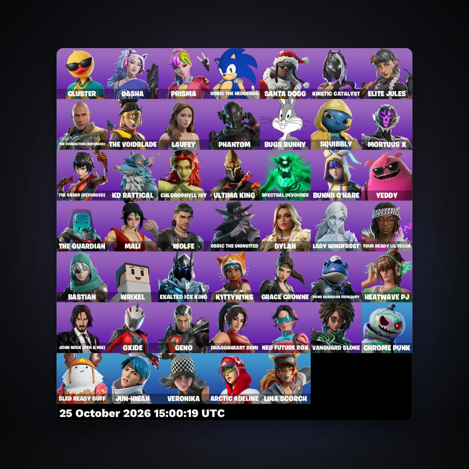 Fortnite account with Cluster & Dasha — 47 skins — lvl 1398 — HabibiAccounts