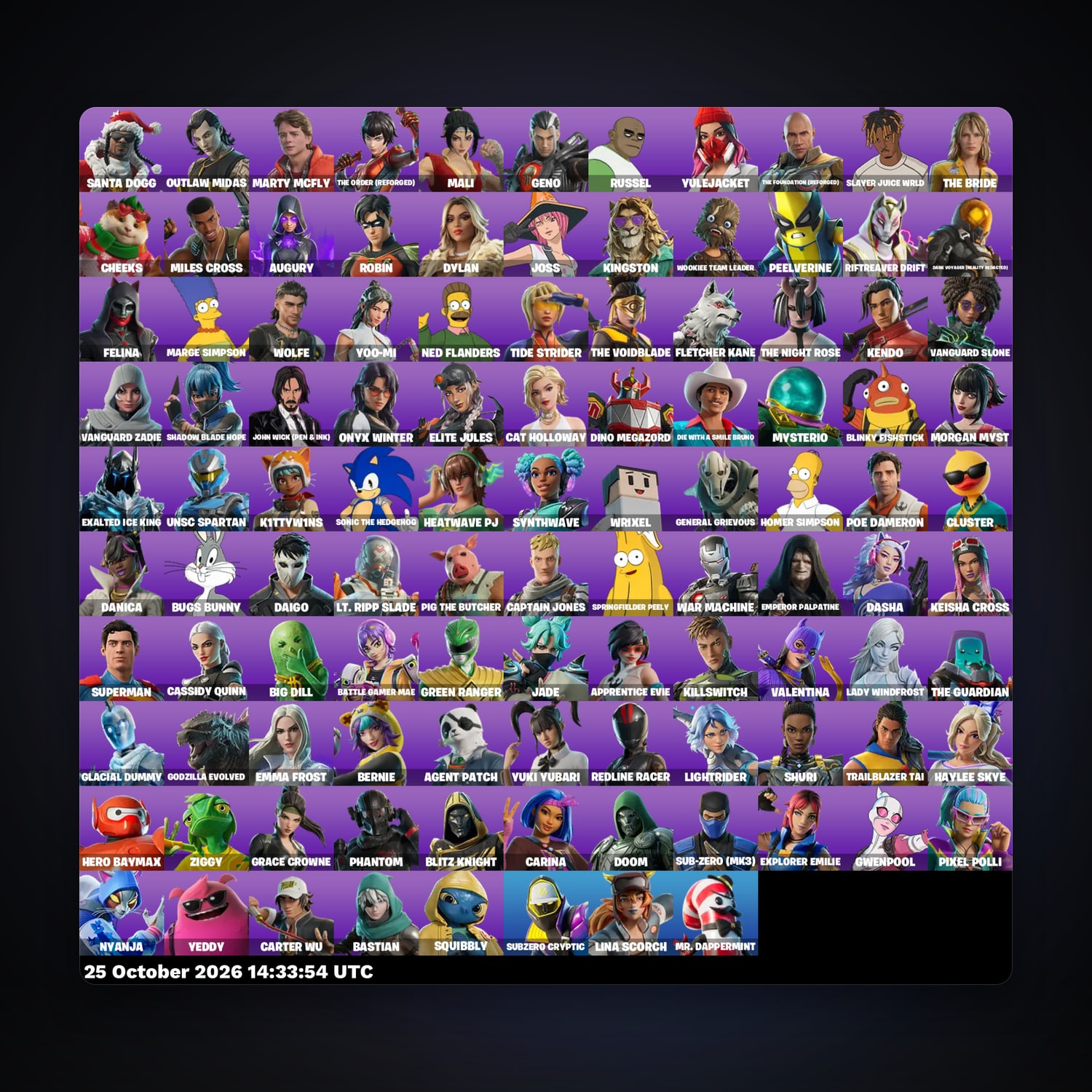 Fortnite account with Santa Dogg & Russel — 107 skins — 1K V-Bucks — lvl 2664 — HabibiAccounts