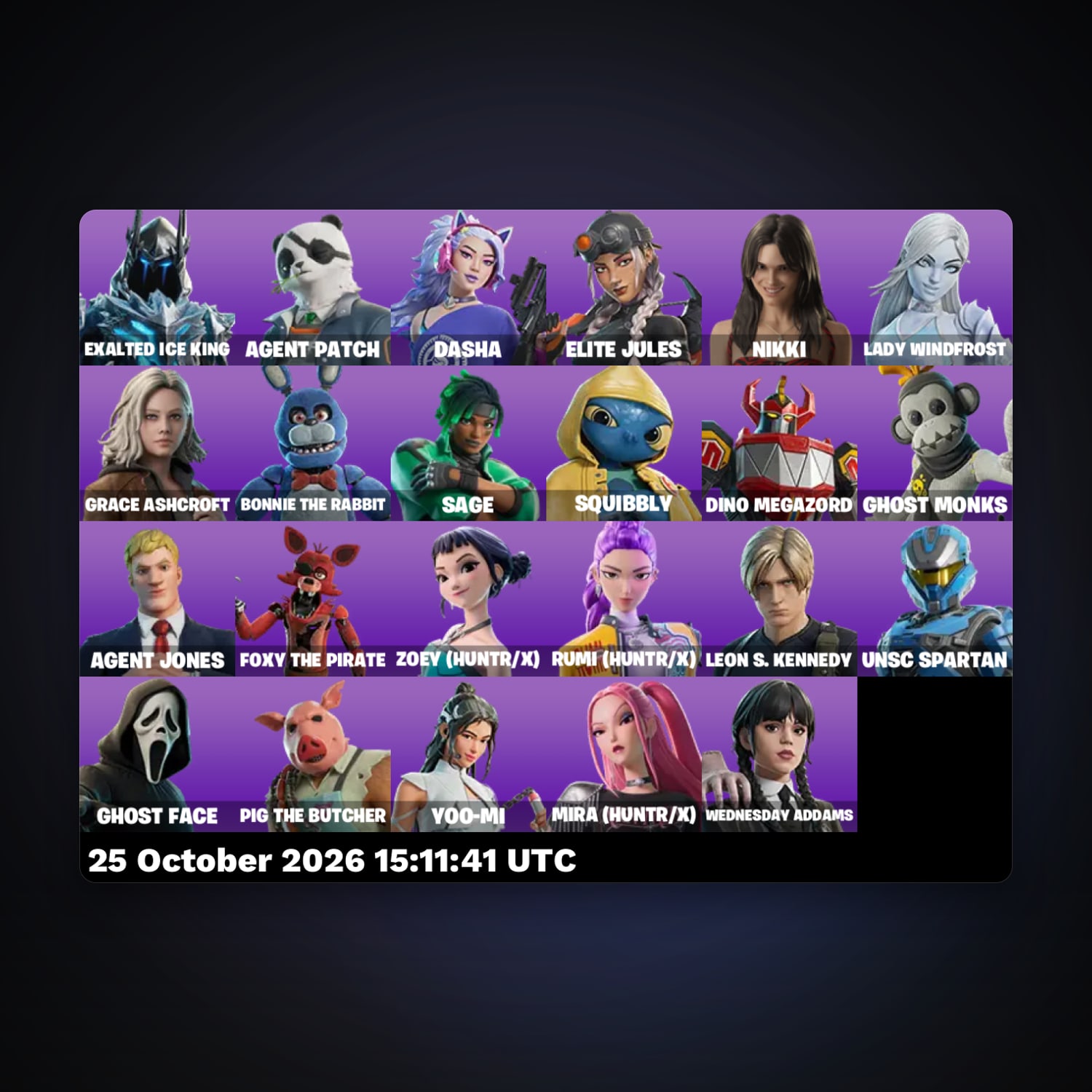 Fortnite account with Grace Ashcroft & Bonnie the Rabbit — 23 skins — 300 V-Bucks — lvl 341 — HabibiAccounts