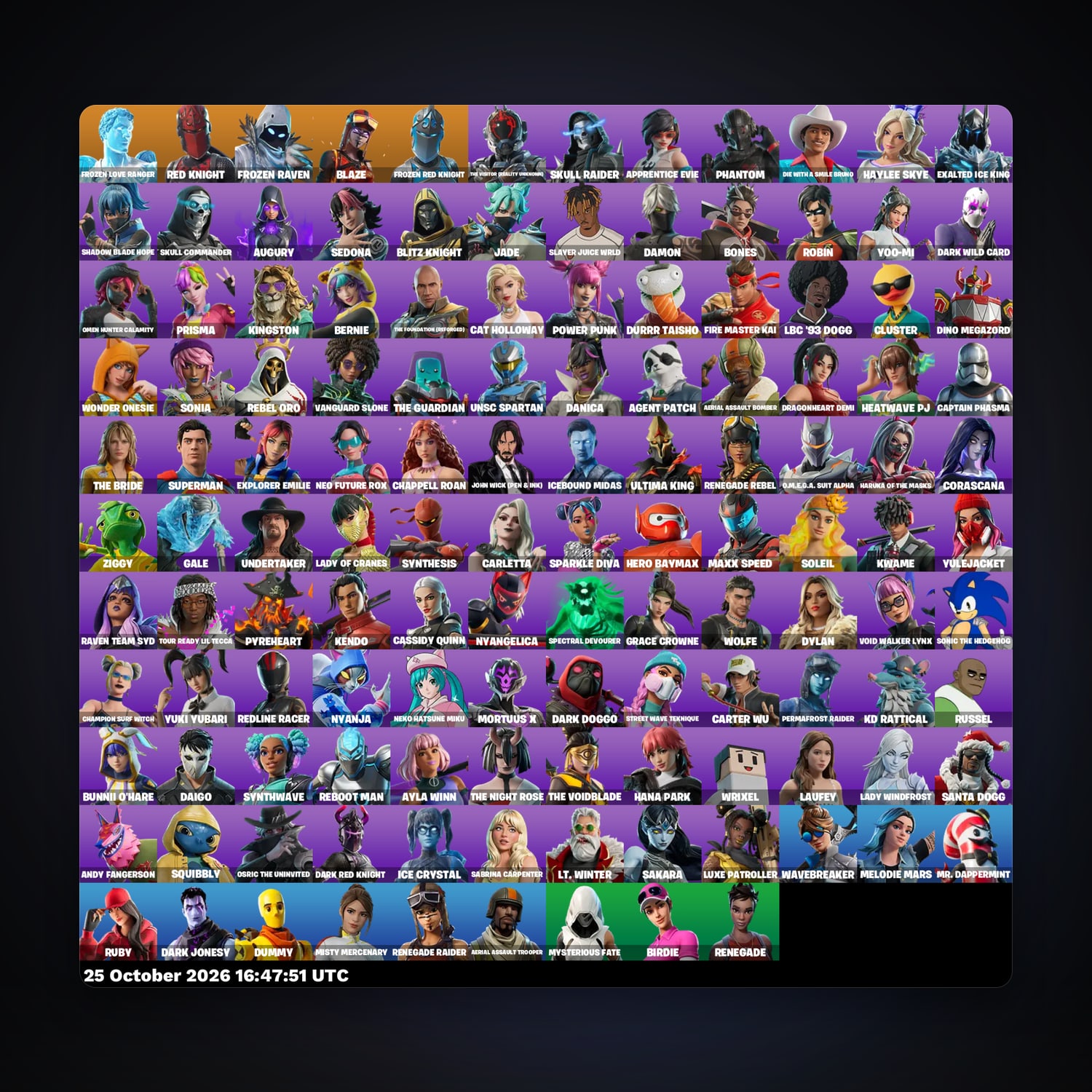 Fortnite account with Renegade Raider & Aerial Assault Trooper — 129 skins — 700 V-Bucks — lvl 605 — HabibiAccounts
