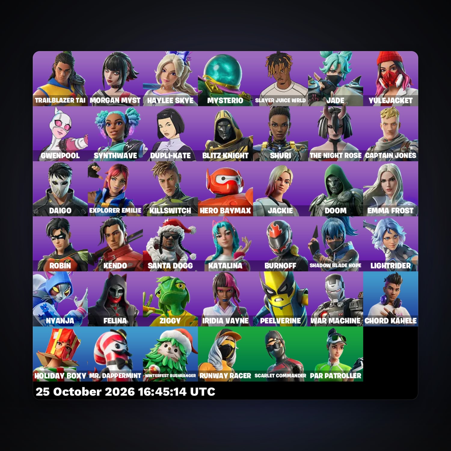Fortnite account with Mysterio & Slayer Juice WRLD — 41 skins — 650 V-Bucks — lvl 1612 — HabibiAccounts