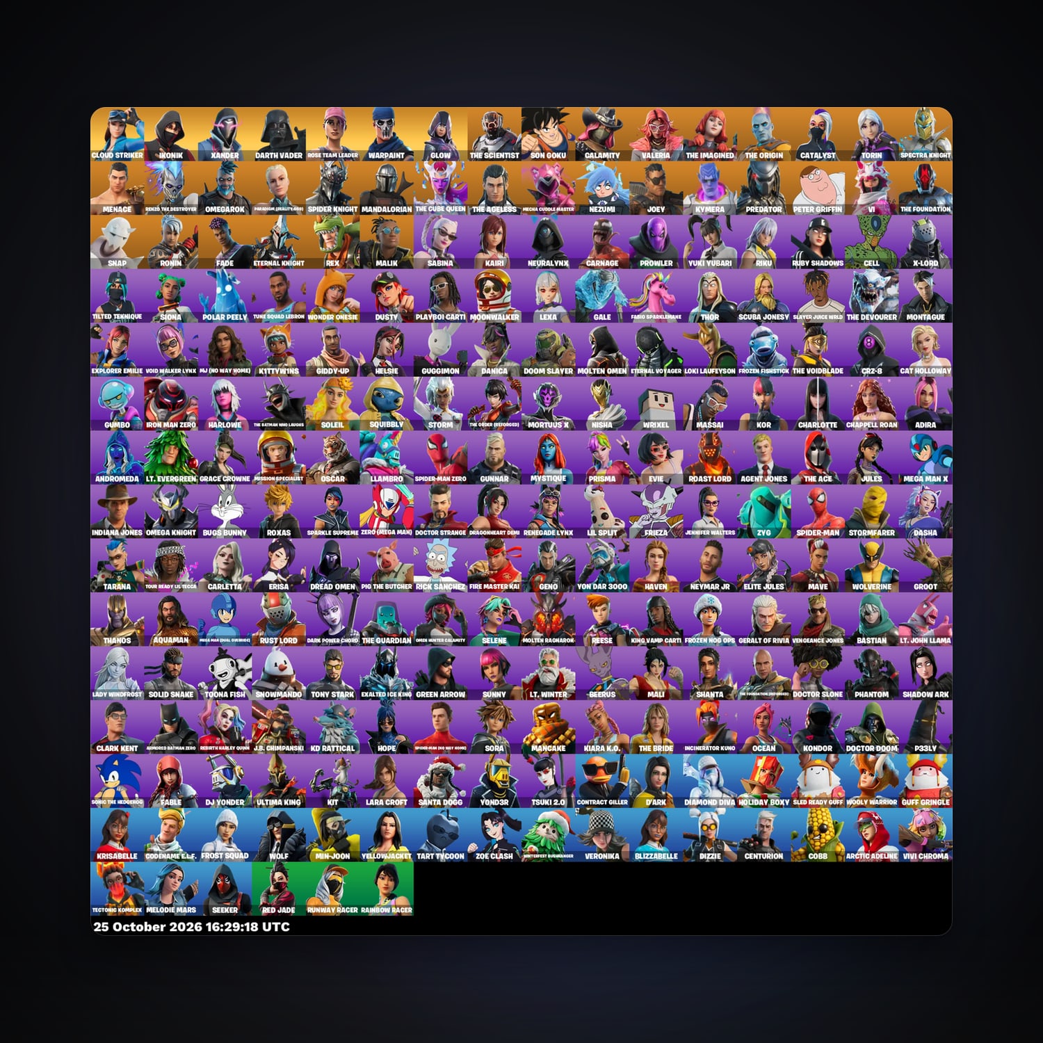 Fortnite account with The Scientist & Son Goku — 230 skins — 50 V-Bucks — lvl 2367 — HabibiAccounts