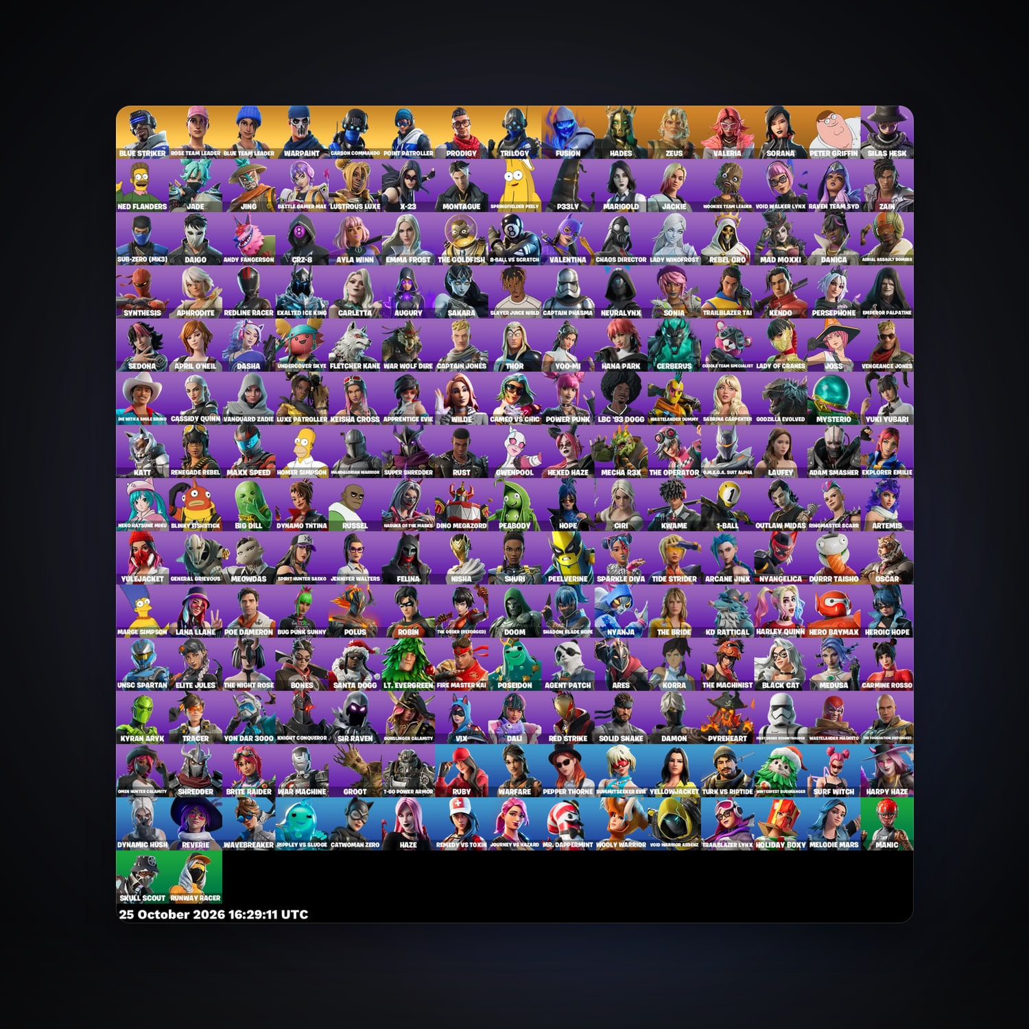 Fortnite account with Fusion & Hades — 212 skins — 100 V-Bucks — lvl 1567 — HabibiAccounts