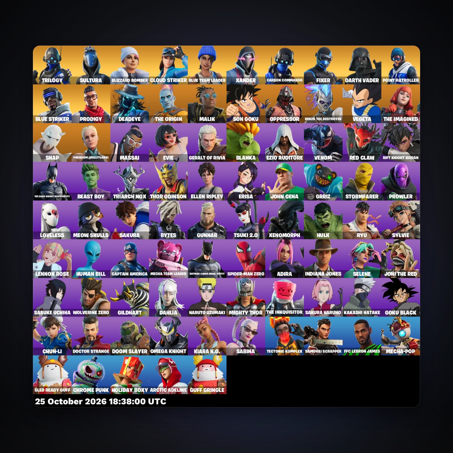 Fortnite account with Darth Vader & Cloud Striker — 85 skins — 1.6K V-Bucks — lvl 452 — HabibiAccounts