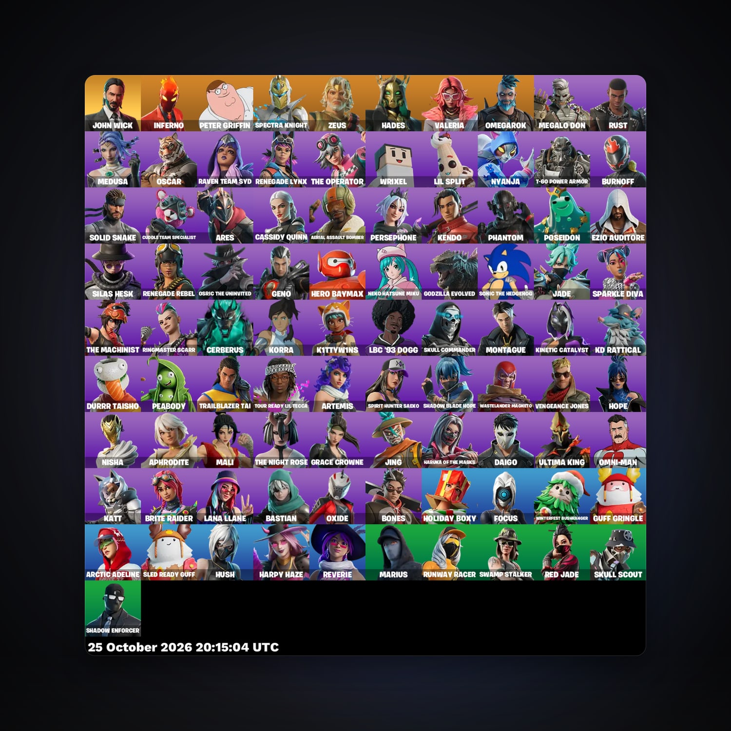 Fortnite account with Inferno & Peter Griffin — 91 skins — 300 V-Bucks — lvl 1025 — HabibiAccounts