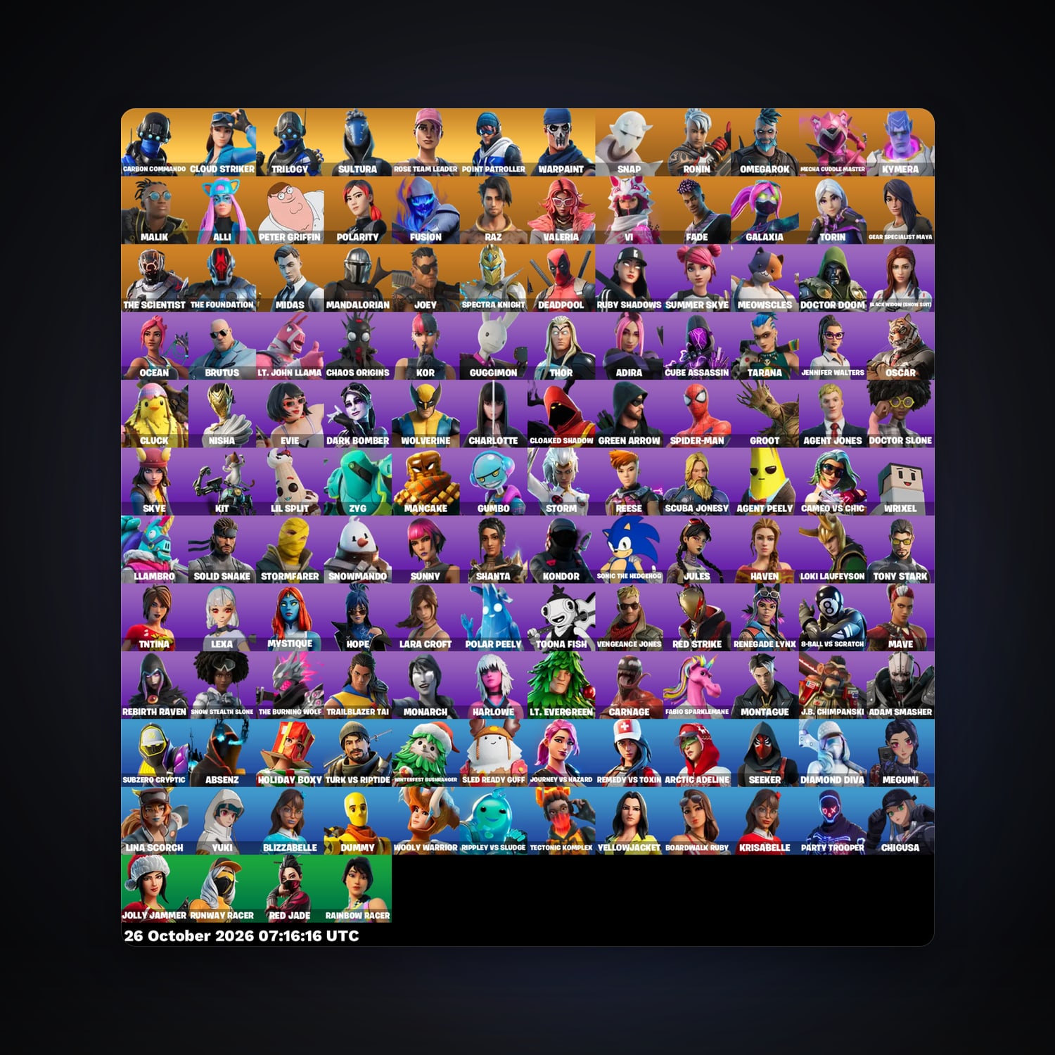 Fortnite account with Rose Team Leader & Warpaint — 136 skins — 250 V-Bucks — lvl 1913 — HabibiAccounts