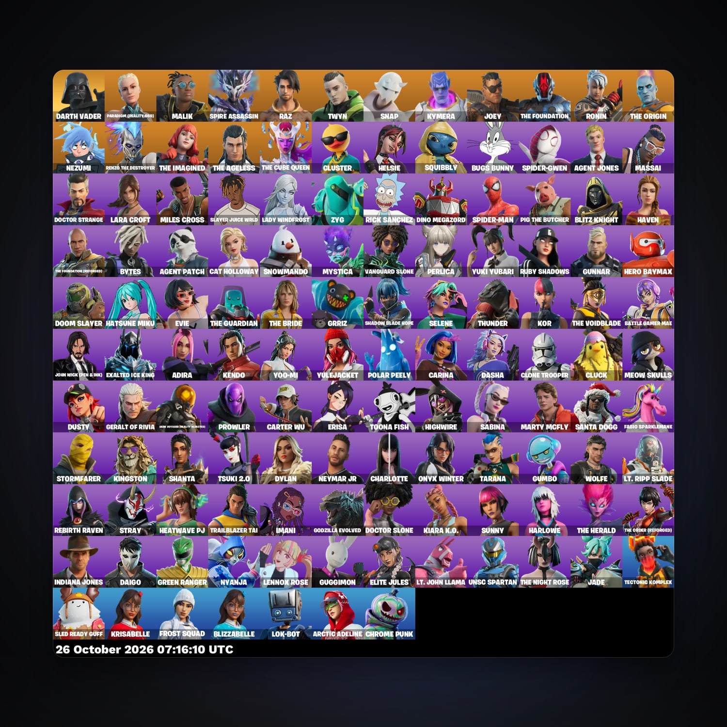Fortnite account with Paradigm (Reality-659) & Malik — 127 skins — 100 V-Bucks — lvl 2664 — HabibiAccounts