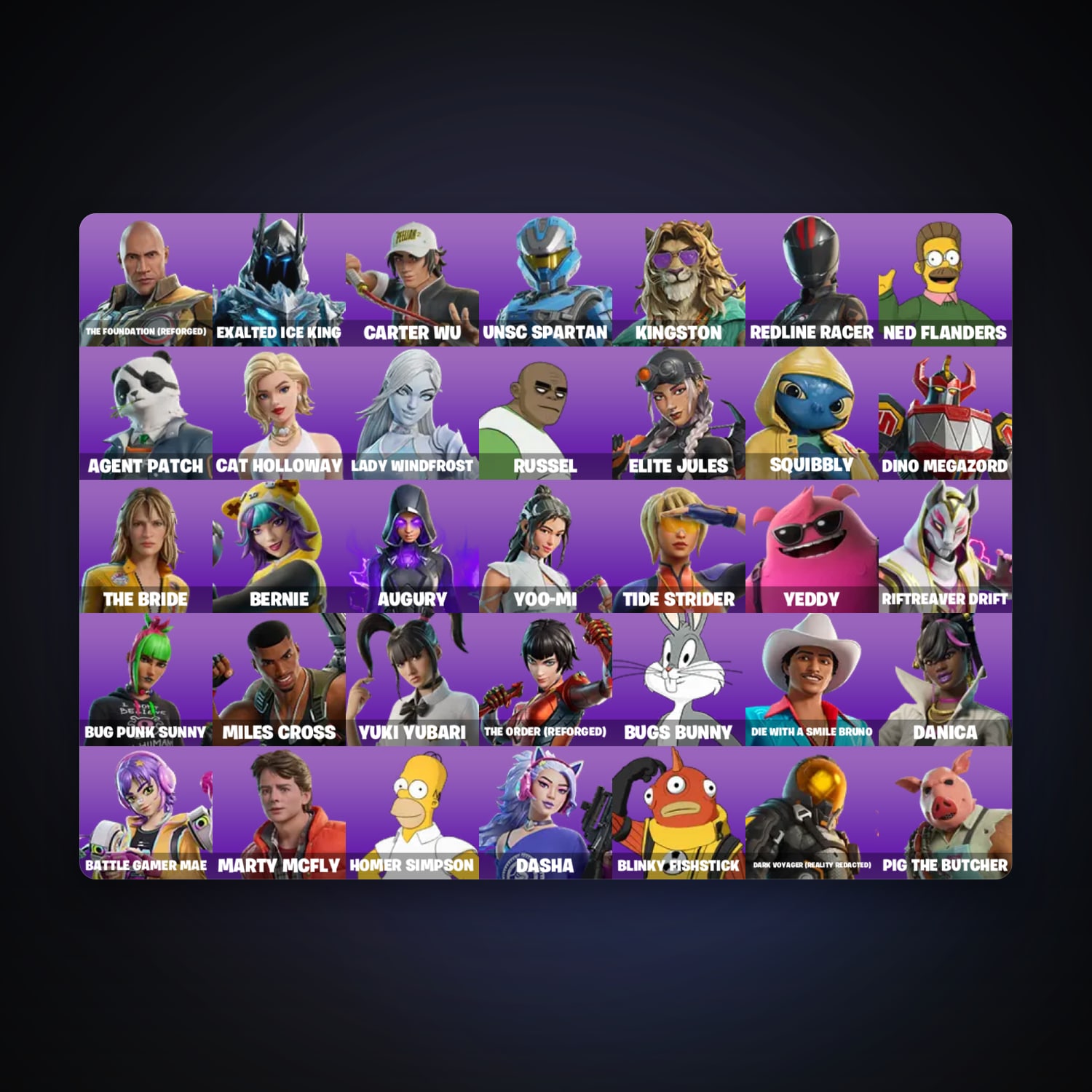 حساب فورتنايت UNSC Spartan وRussel، لوكر 38 سكن، 50 فيبوكس، لفل 729، 66 فوز — HabibiAccounts
