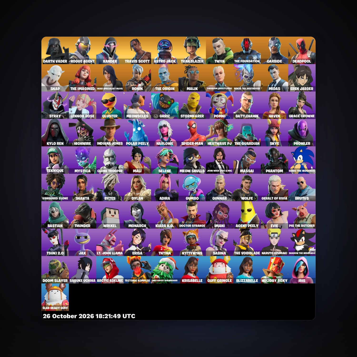 حساب فورتنايت Carbide وDeadpool، اللوكر مليان 91 سكن، 1K فيبوكس، لفل 1254، 103 فوز — HabibiAccounts