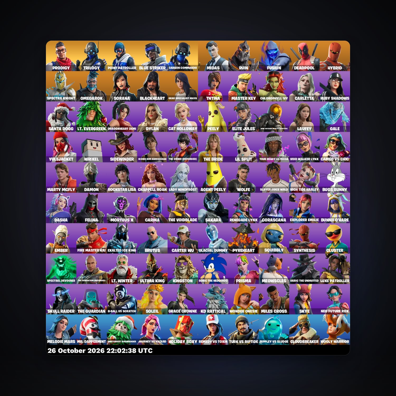 Fortnite account with Midas & Deadpool — 100 skins — 4.5K V-Bucks — lvl 1606 — HabibiAccounts
