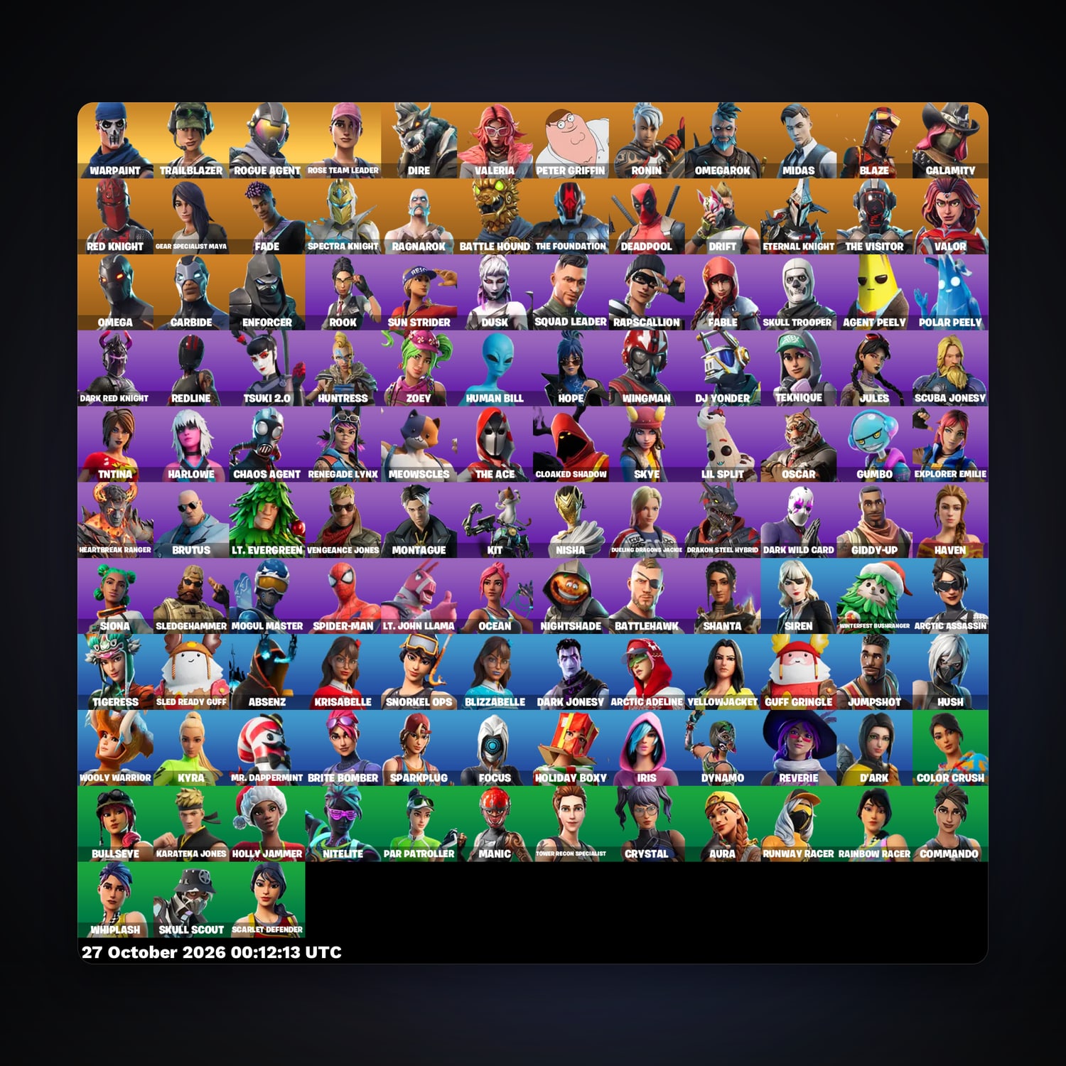 Fortnite account with Rogue Agent & Midas — 123 skins — 200 V-Bucks — lvl 1545 — HabibiAccounts