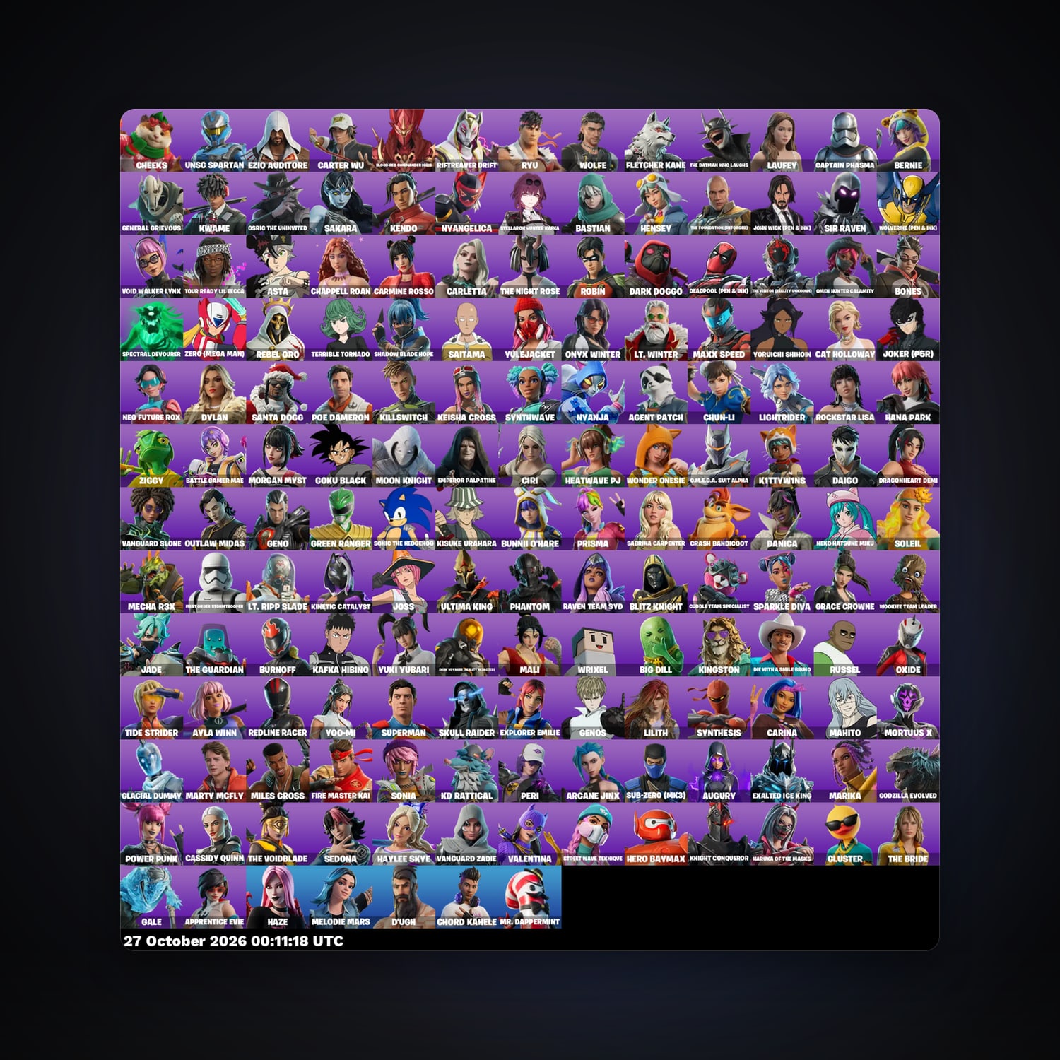 حساب فورتنايت UNSC Spartan وEzio Auditore، اللوكر مليان 163 سكن، لفل 1606، 86 فوز — HabibiAccounts
