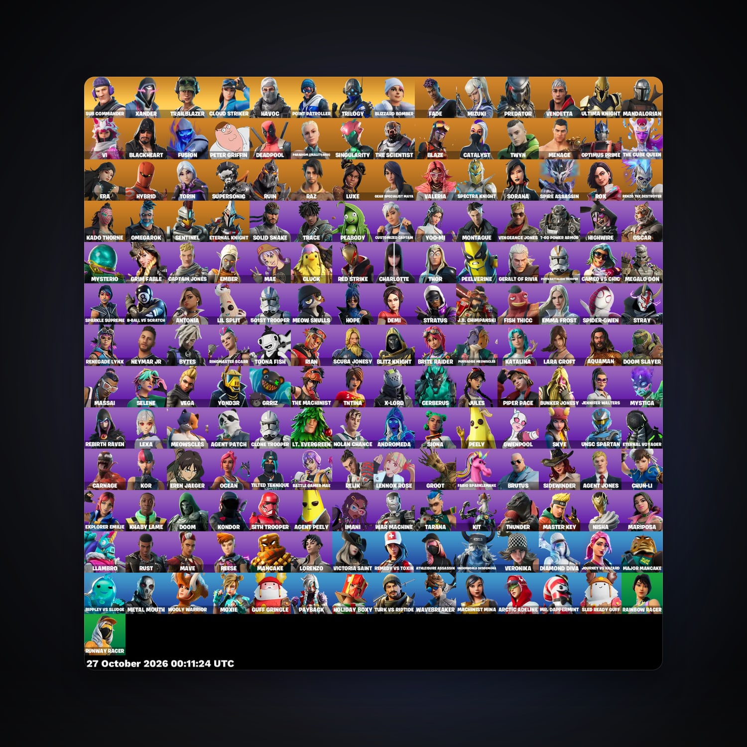 Fortnite account with Deadpool & Fade — 183 skins — 1.2K V-Bucks — lvl 2533 — HabibiAccounts