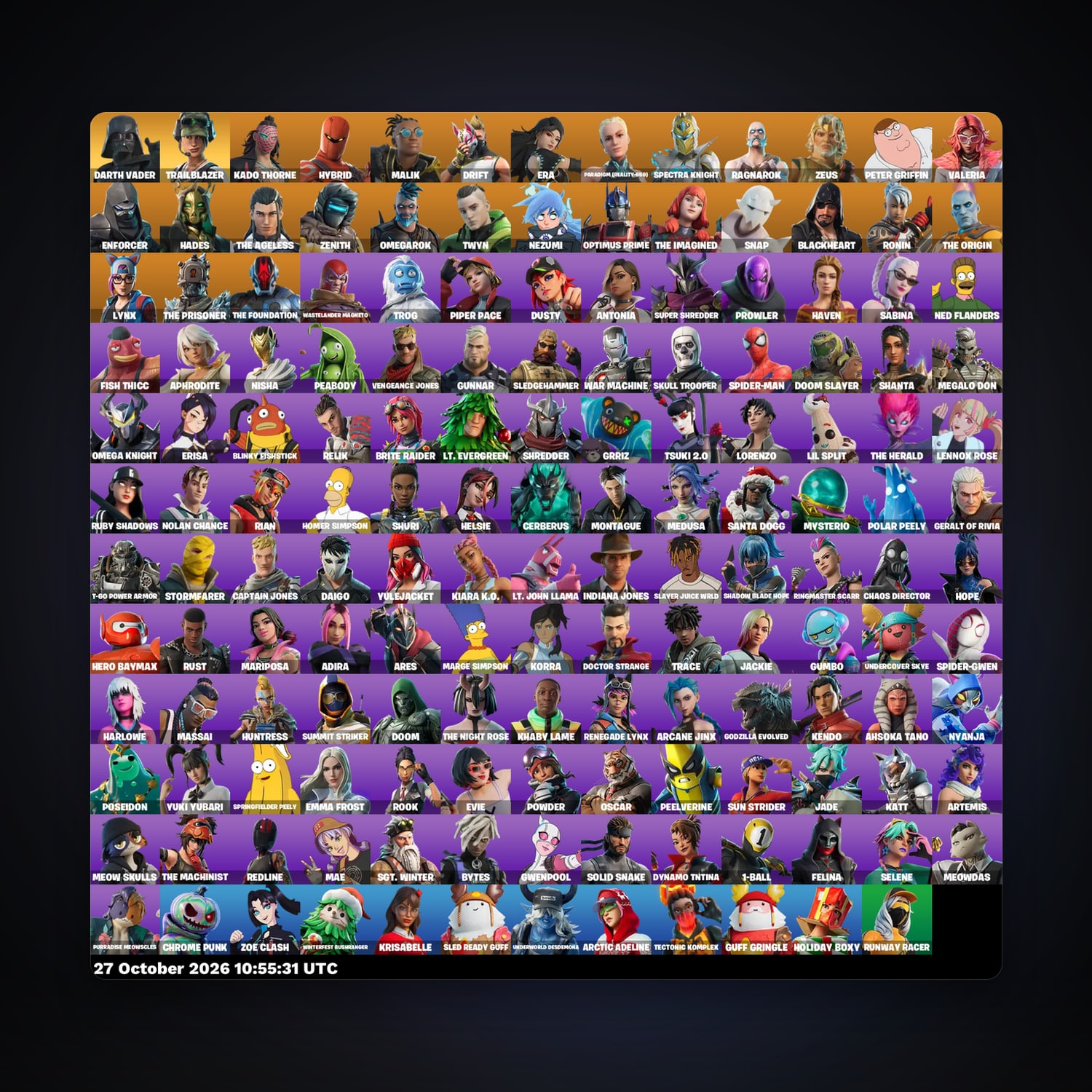 حساب فورتنايت Drift وKado Thorne، اللوكر مليان 155 سكن، 300 فيبوكس، لفل 2379، 239 فوز — HabibiAccounts